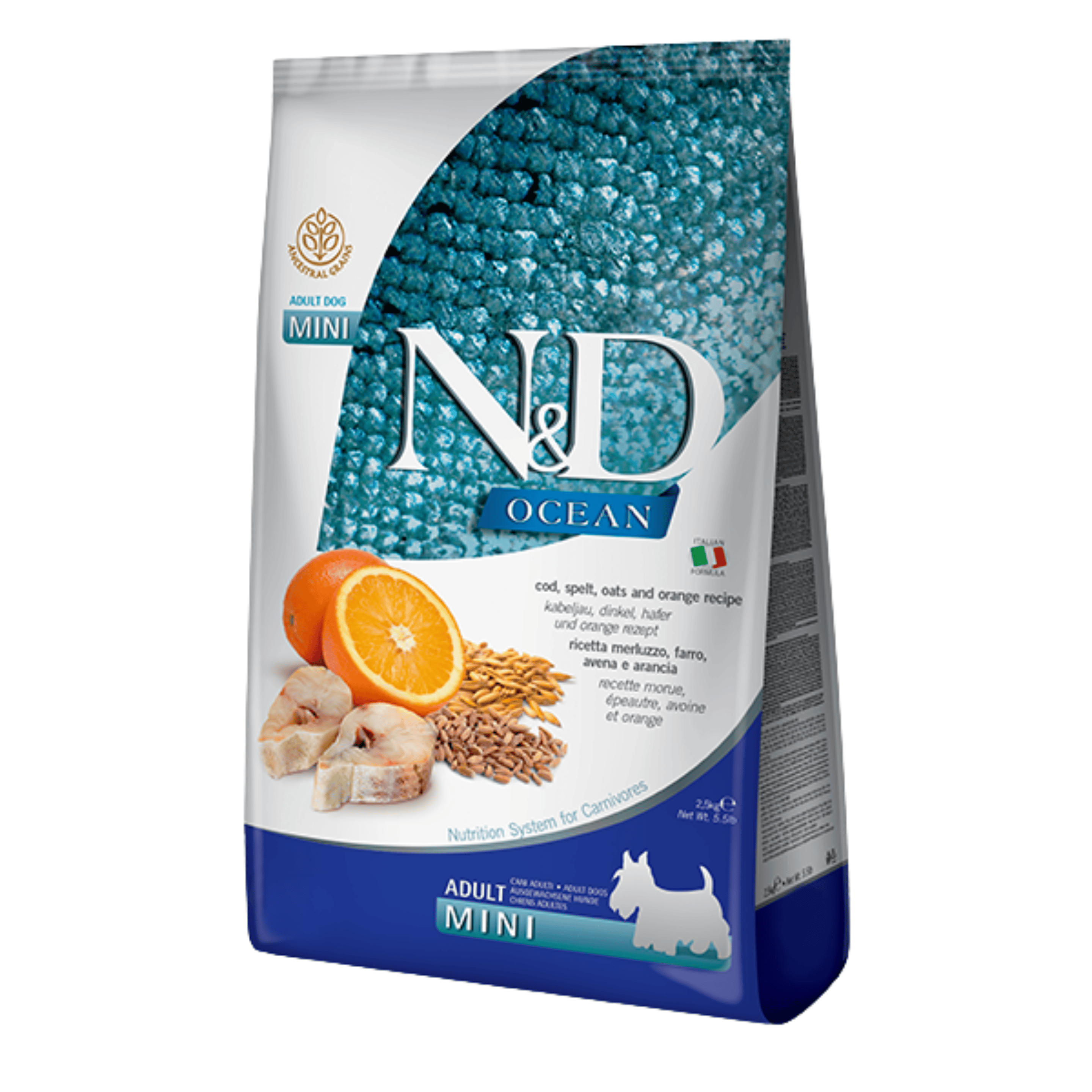 N&D Düşük Tahıllı Balık-Portakallı Mini Yetişkin Köpek Maması 2.5Kg