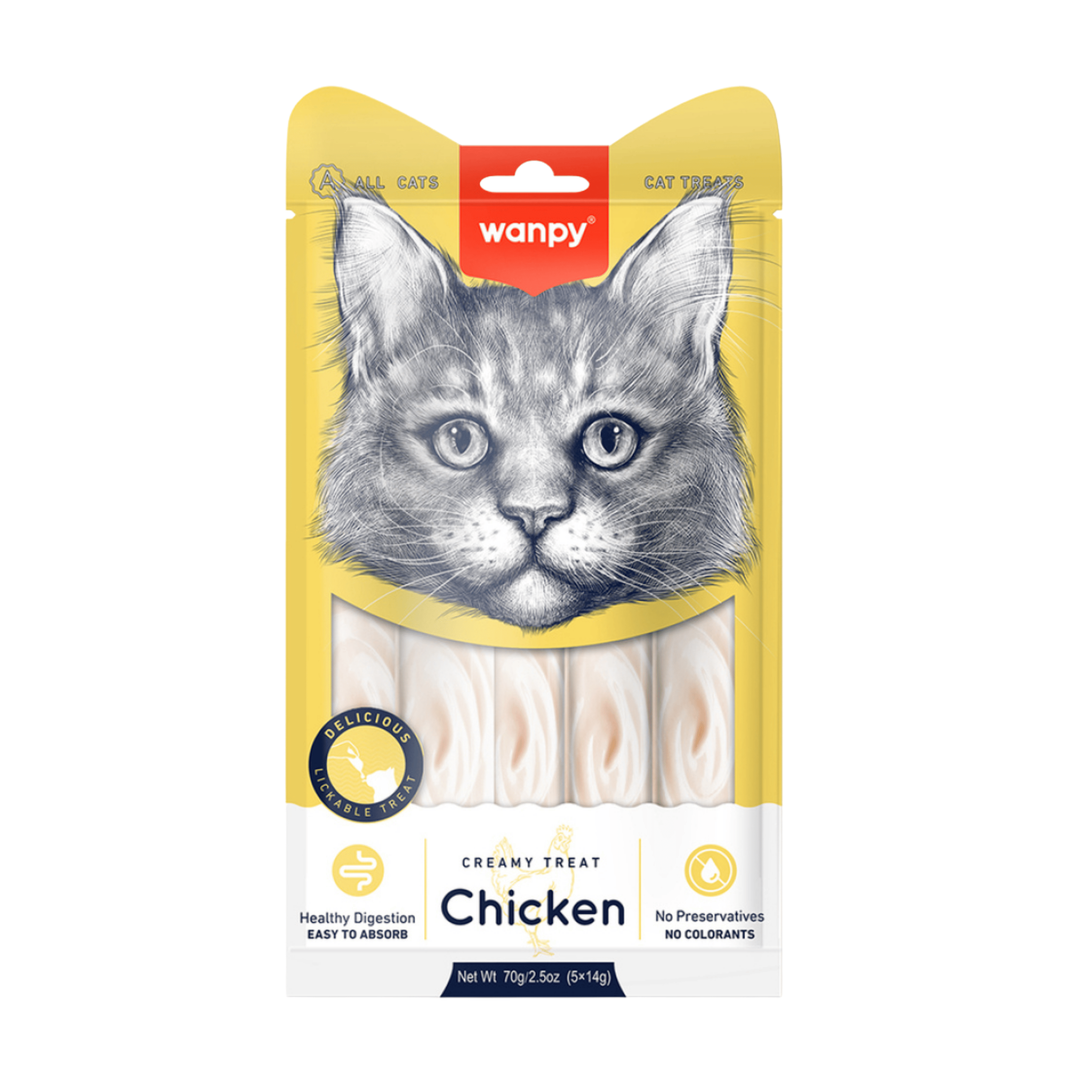 Wanpy Tavuklu Sindirim Sistemi Destekleyici Krema Kedi Ödül Maması 14gr (5'li)