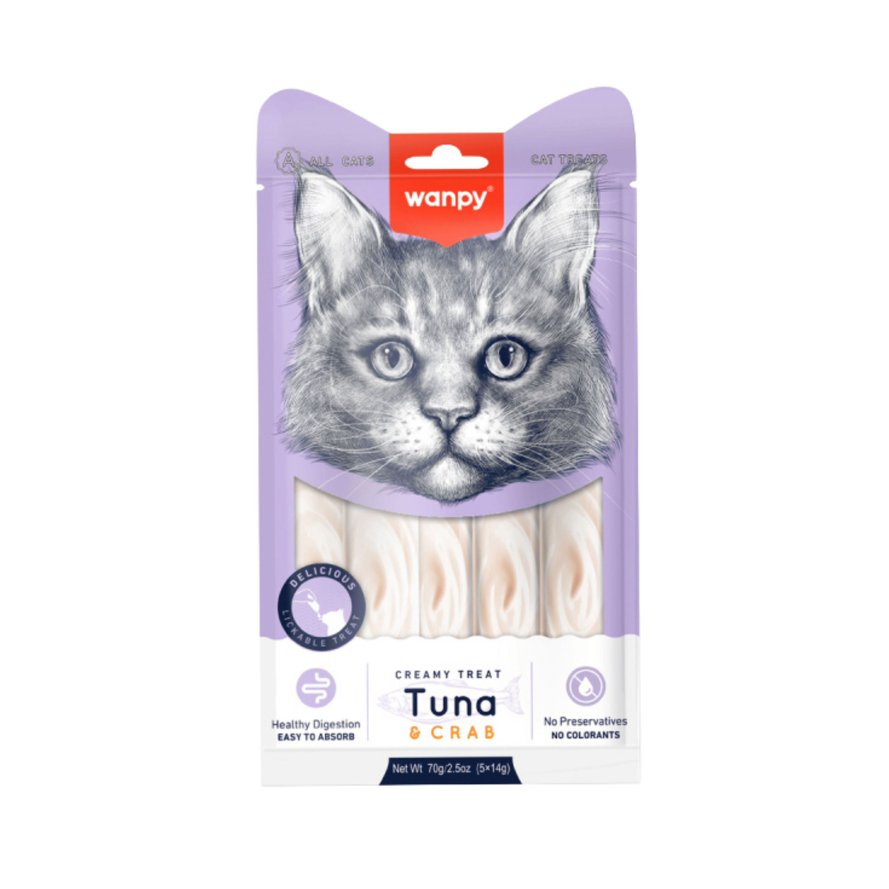 Wanpy Ton Balıklı ve Yengeçli Krema Kedi Ödül Maması 14gr (5'li)