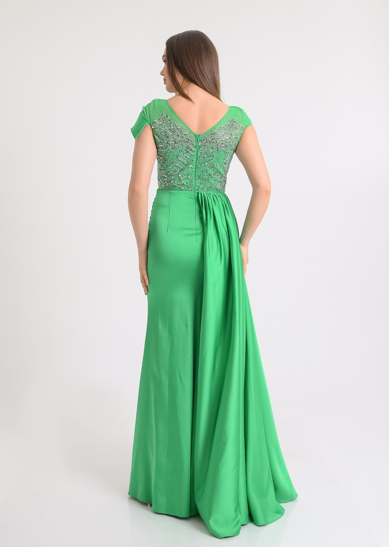 Benetton Taş Baskılı Saten Abiye Elbise Abiye P-0000009751-benettonbenetton38