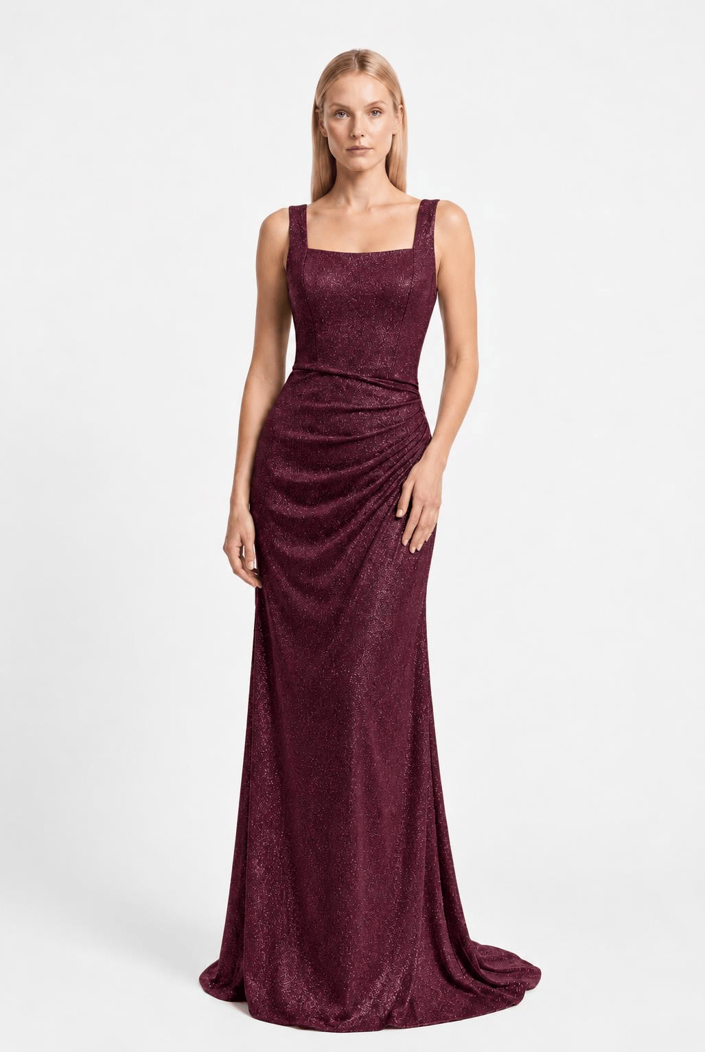 Bordo Kare Yaka Simli Abiye Abiye P-0000019263-BORDOBRD44
