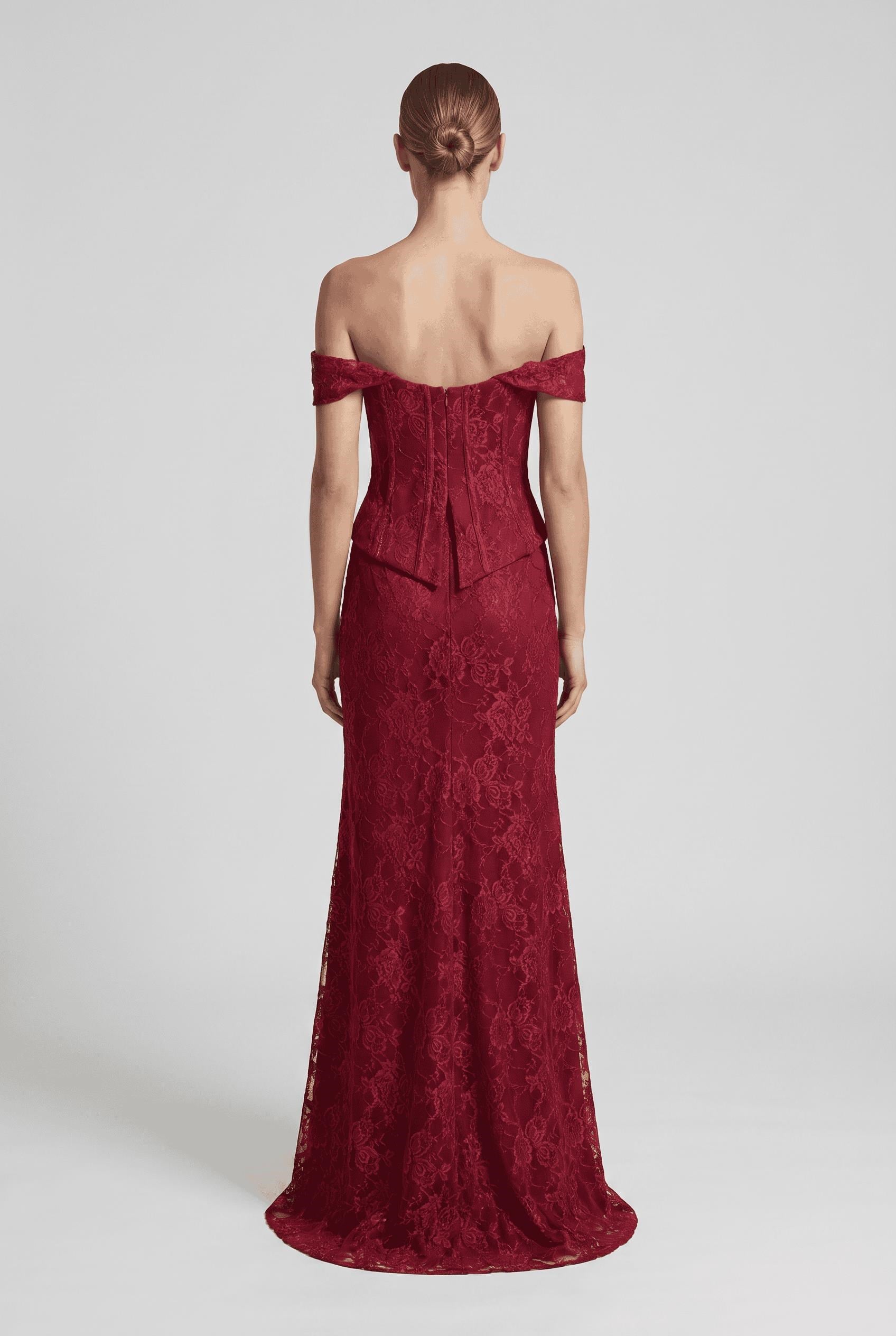 Bordo Korseli Dantel Abiye Abiye P-0000017760-BORDOBRD46