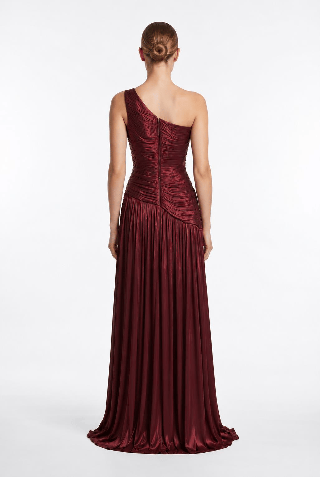 Bordo Tek Omuz Parlak Kumaş Abiye Abiye P-0000019813-BORDOBRD38