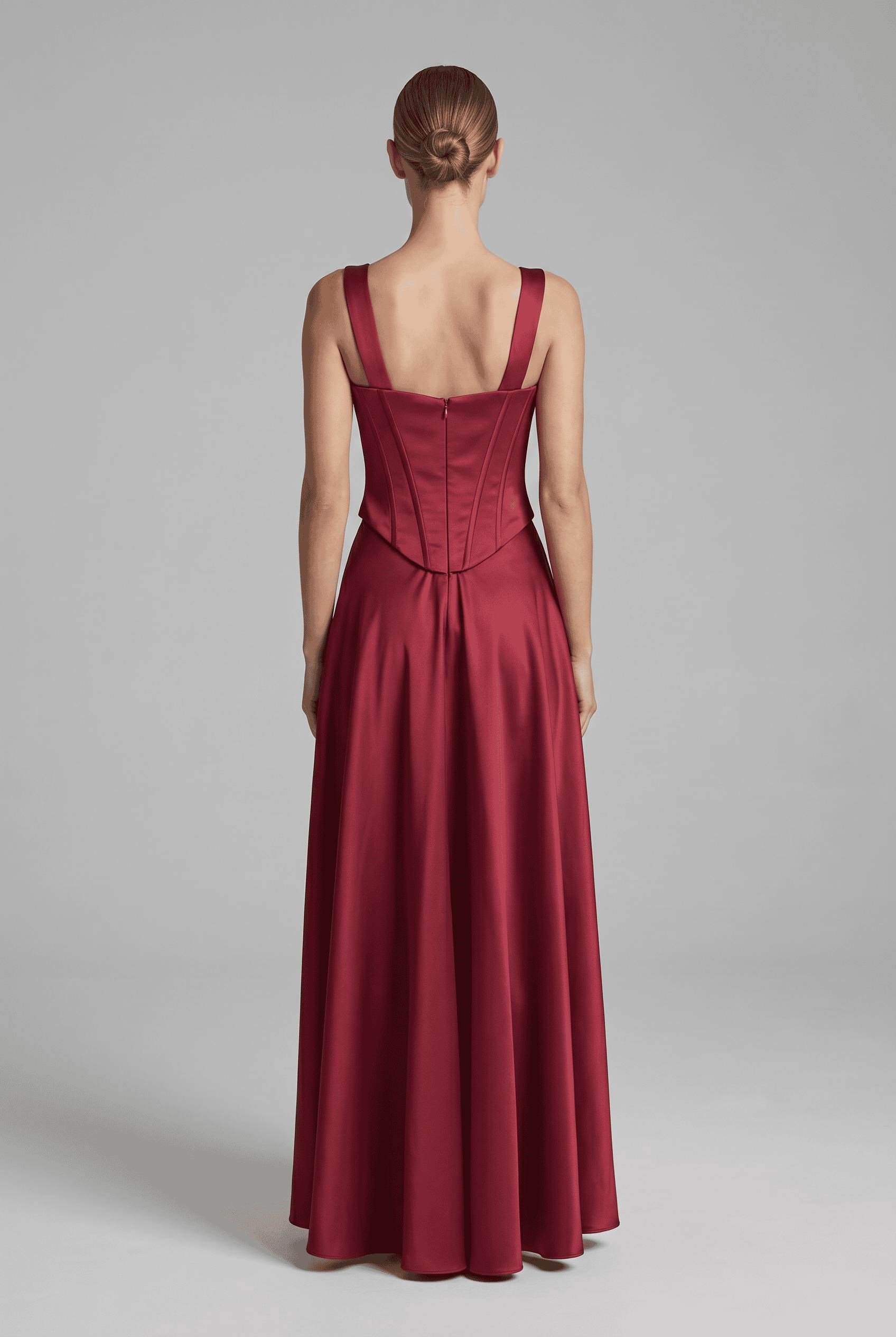 Bordo Üstü Balenli Uzun Saten Abiye Abiye P-0000016725-BORDOBRD36