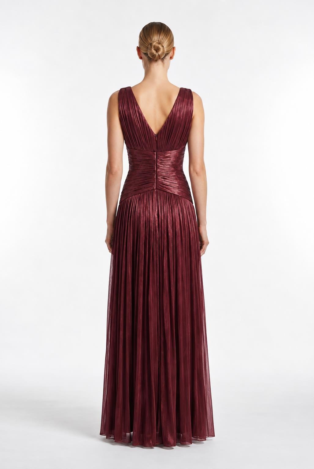 Bordo V Yaka Taş Detaylı Abiye Abiye P-0000019140-BORDOBRD38