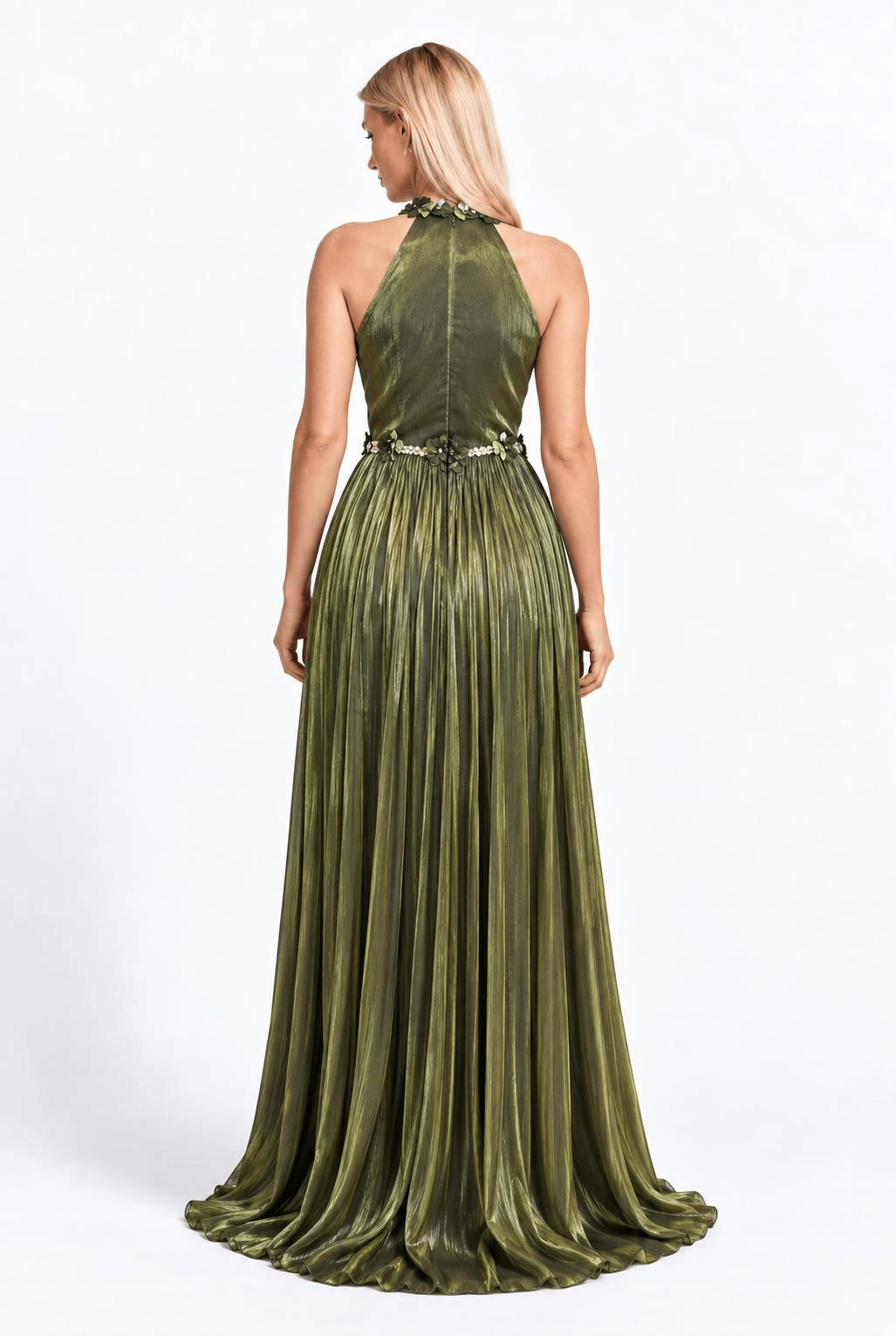 Haki Halter Yaka Pliseli Abiye Abiye P-0000019522-HAKİHKR36