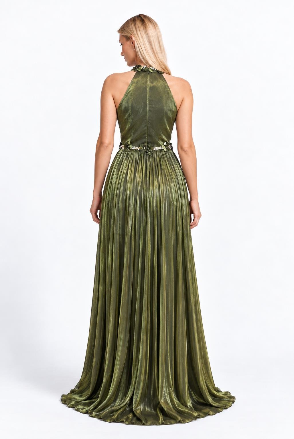 Haki Halter Yaka Pliseli Abiye Abiye P-0000019522-HAKİHKR36