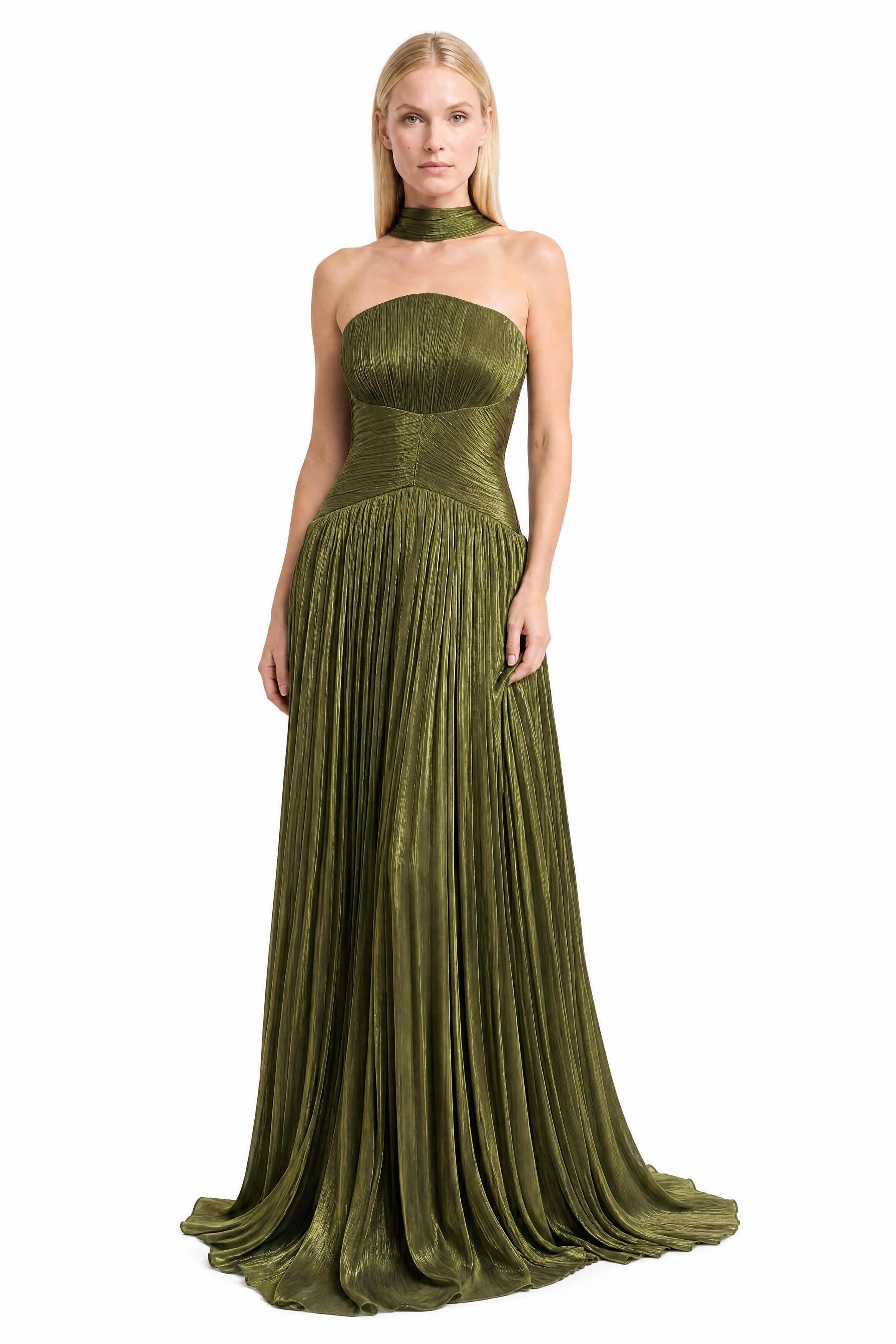 Haki Pliseli Straplez Abiye Abiye P-0000019307-HAKİHKR38