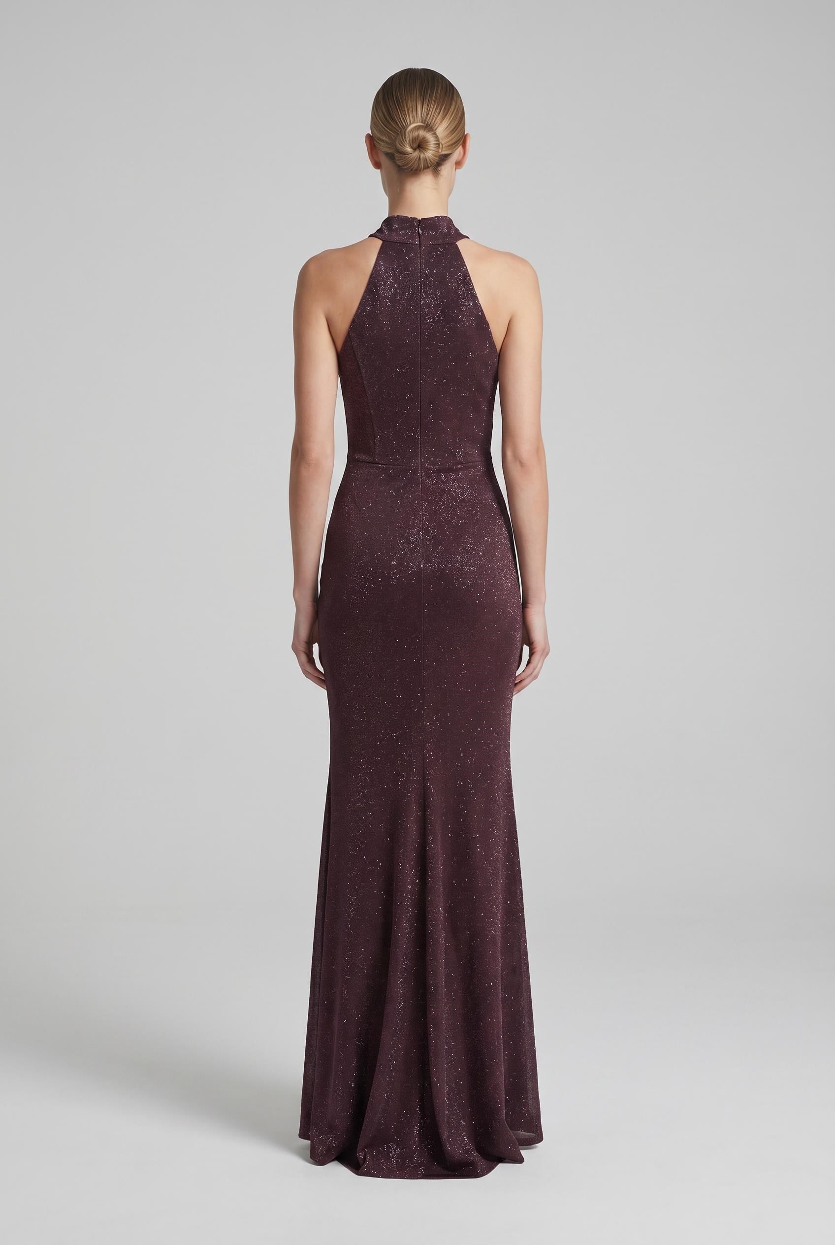 Kahve Halter Yaka Simli Abiye Abiye P-0000016034-KAHVEKHV46
