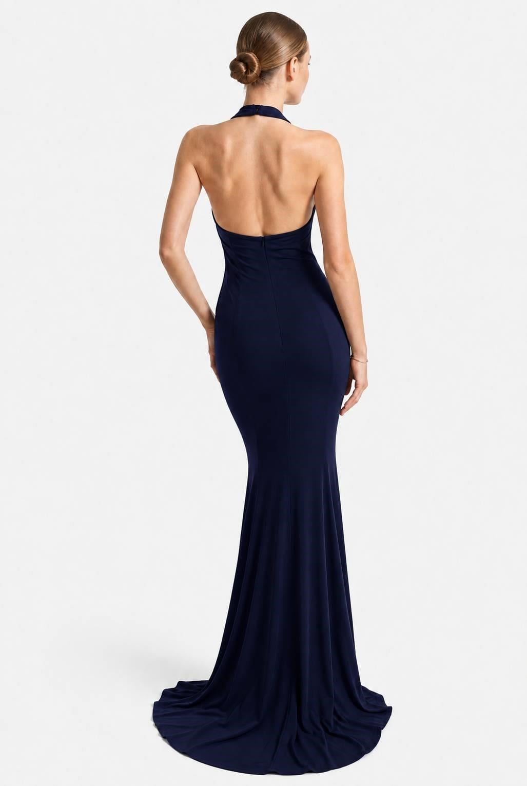Lacivert Çiçekli Halter Abiye Abiye P-0000019287-LACİVERTLAC46