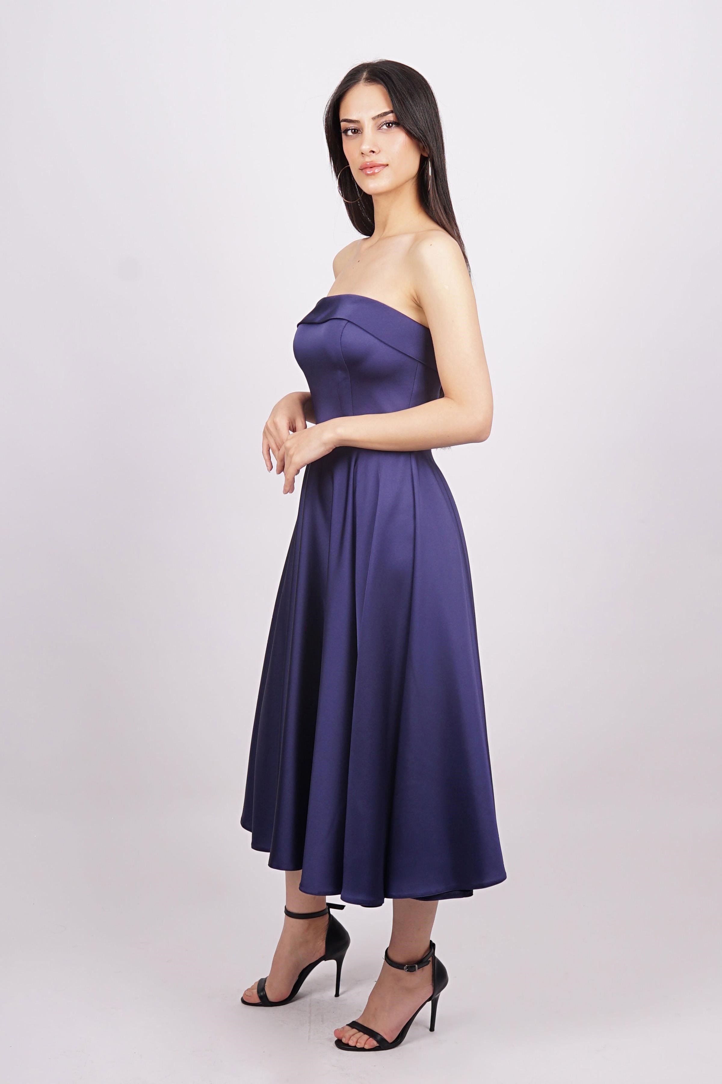 Lacivert Straplez Abiye Elbise Abiye P-0000014716-LACİVERTLAC38