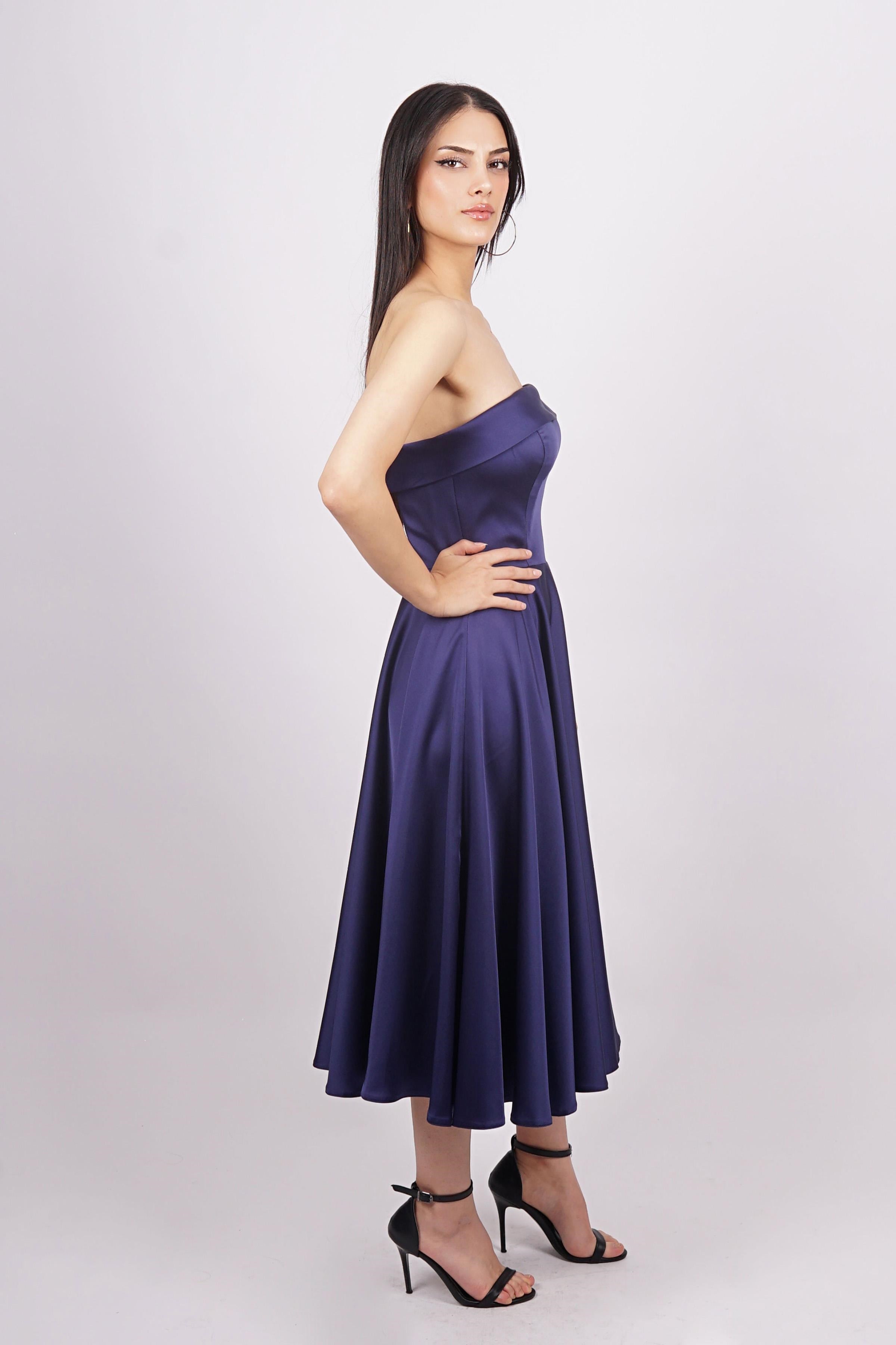Lacivert Straplez Abiye Elbise Abiye P-0000014716-LACİVERTLAC38