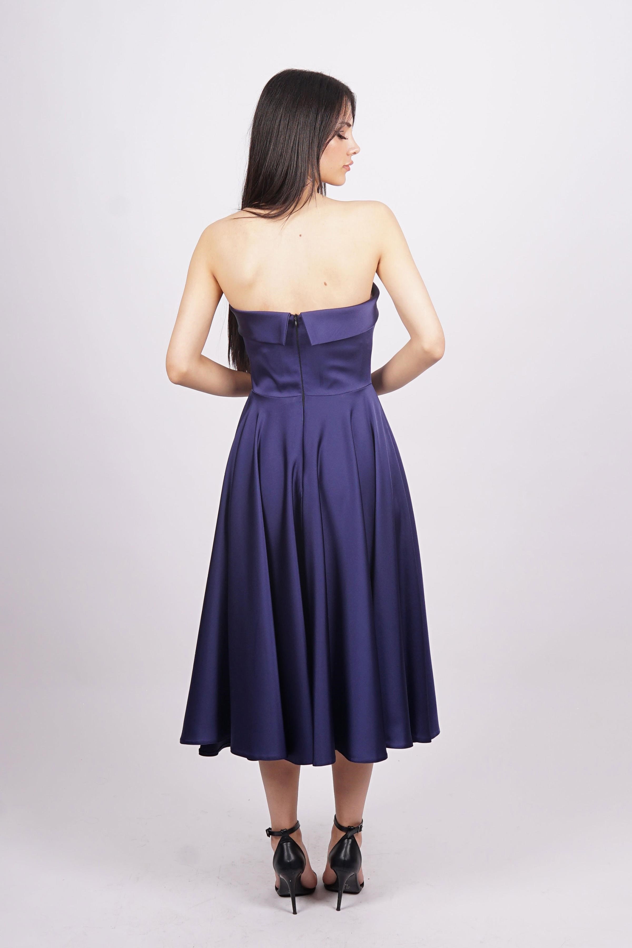 Lacivert Straplez Abiye Elbise Abiye P-0000014716-LACİVERTLAC38
