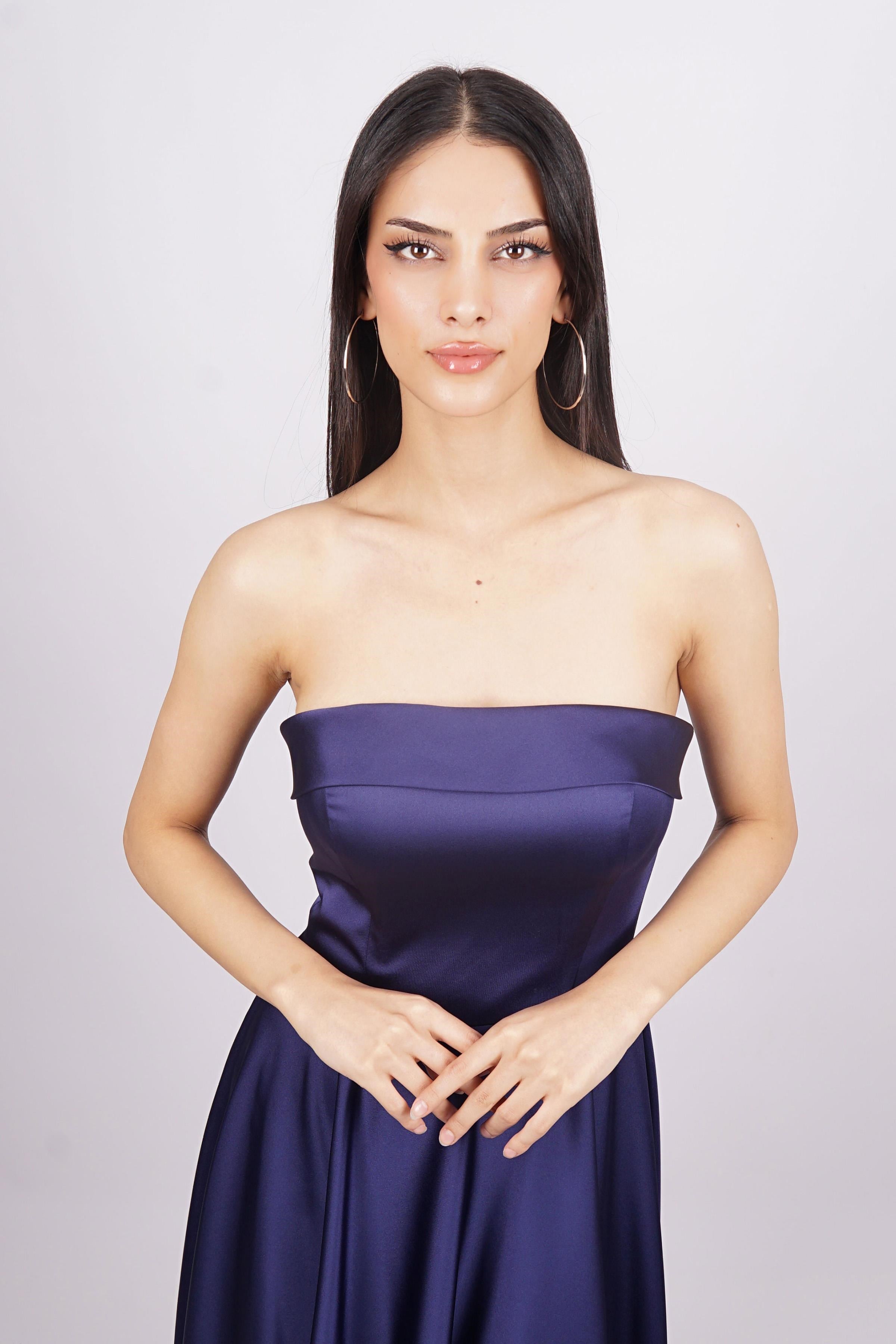 Lacivert Straplez Abiye Elbise Abiye P-0000014716-LACİVERTLAC38