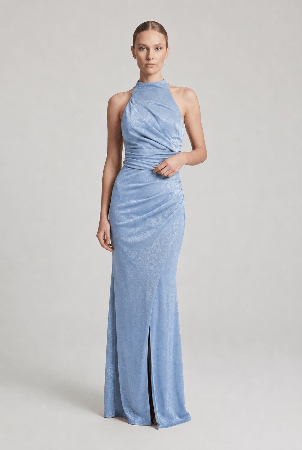 Mavi Halter Yaka Simli Abiye Abiye P-0000016034-MAVİMAV44
