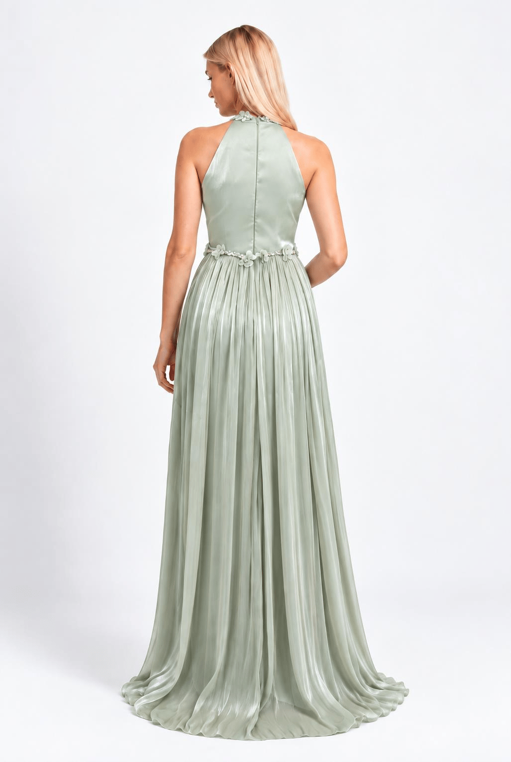 Mint Halter Yaka Pliseli Abiye Abiye P-0000019522-MİNTMNT36