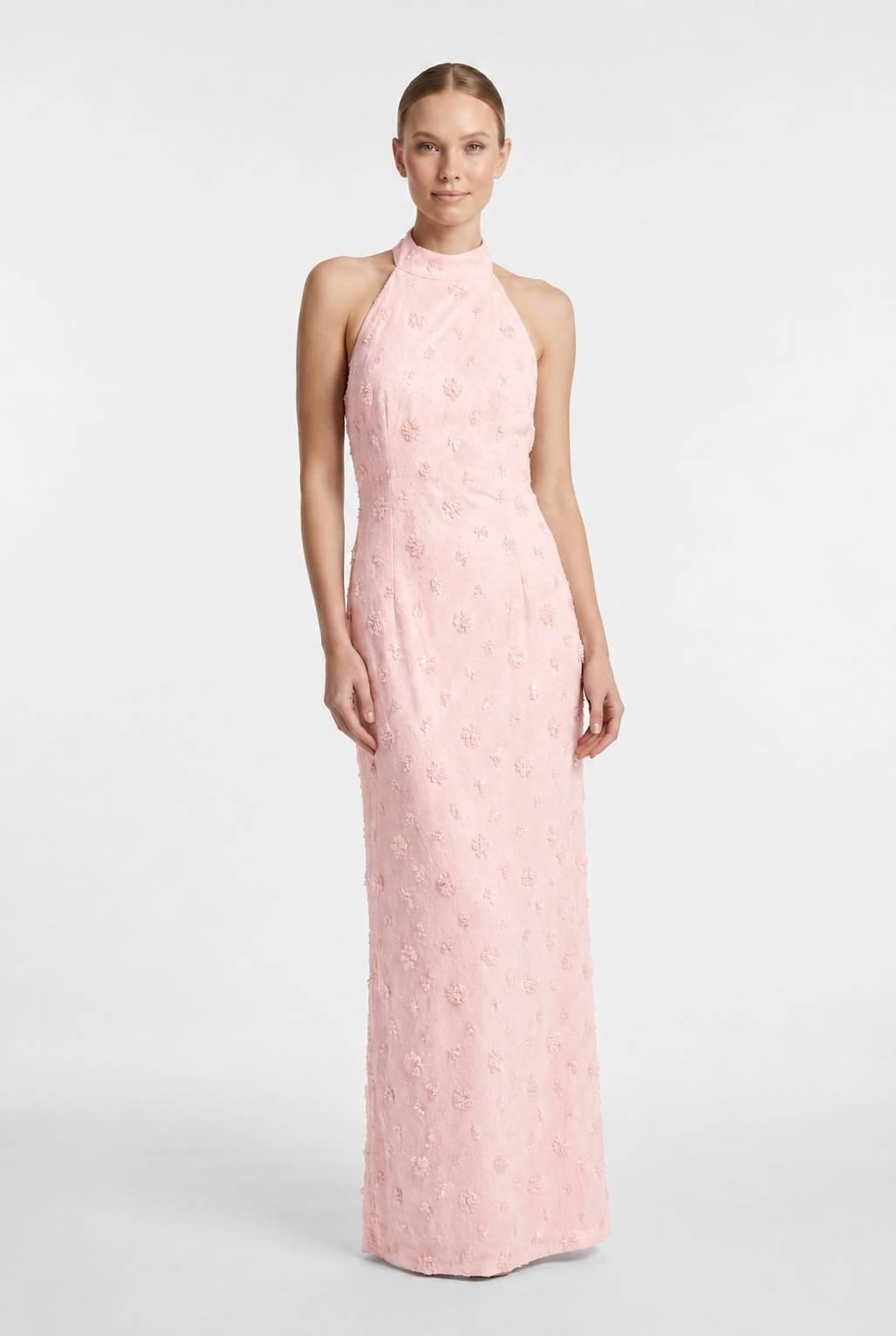 Pembe Halter Yaka Payet İşlemeli Abiye Abiye P-0000019037-PEMBEPMB40