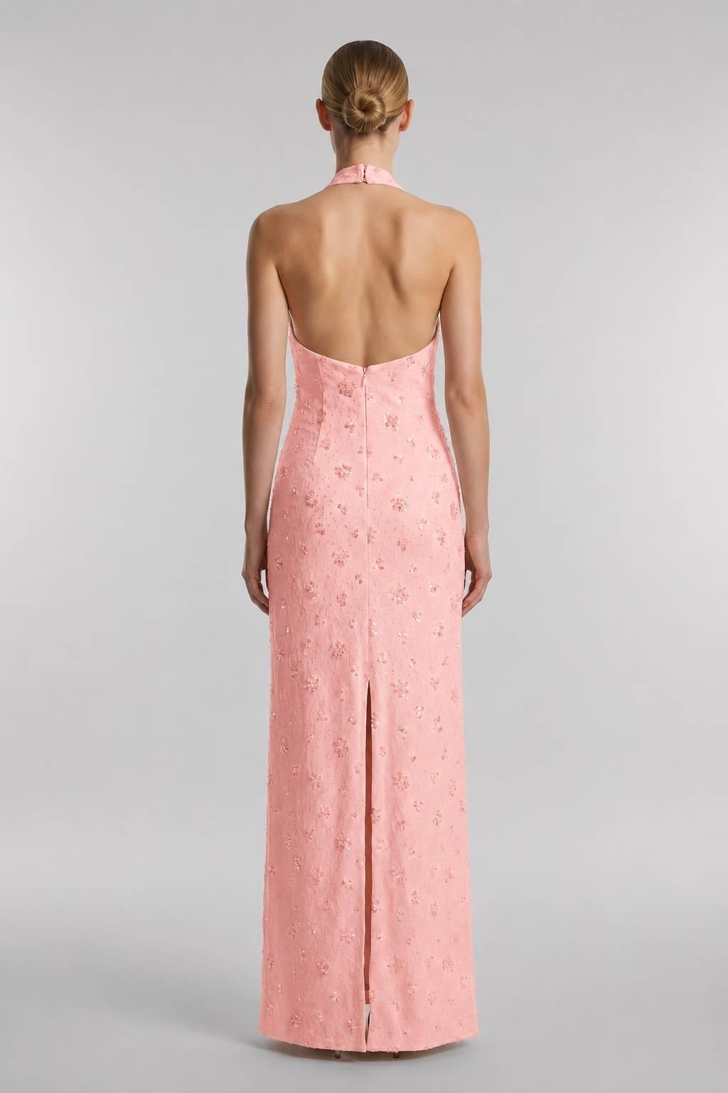 Pembe Halter Yaka Payet İşlemeli Abiye Abiye P-0000019037-PEMBEPMB40
