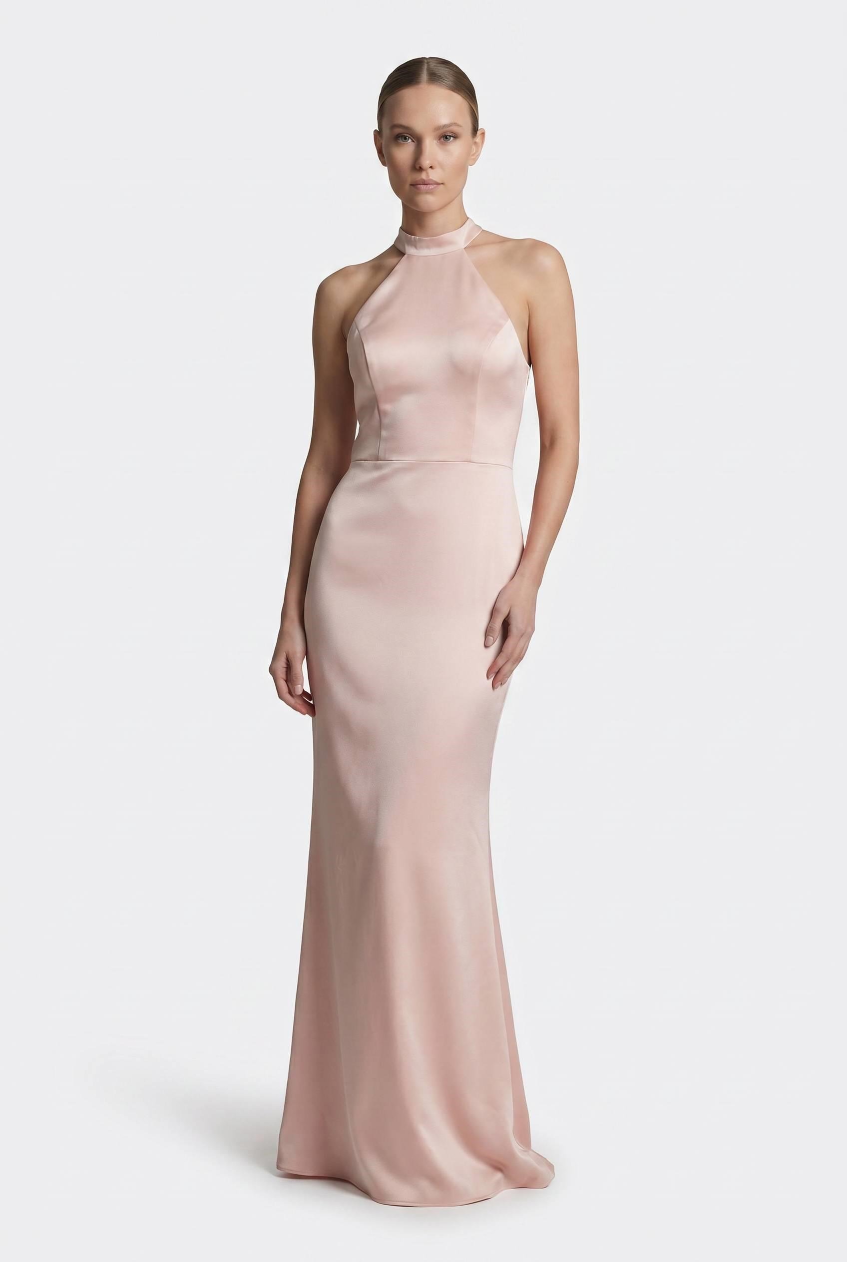 Pudra Halter Yaka Saten Abiye Abiye P-0000019130-PUDRAPDR38