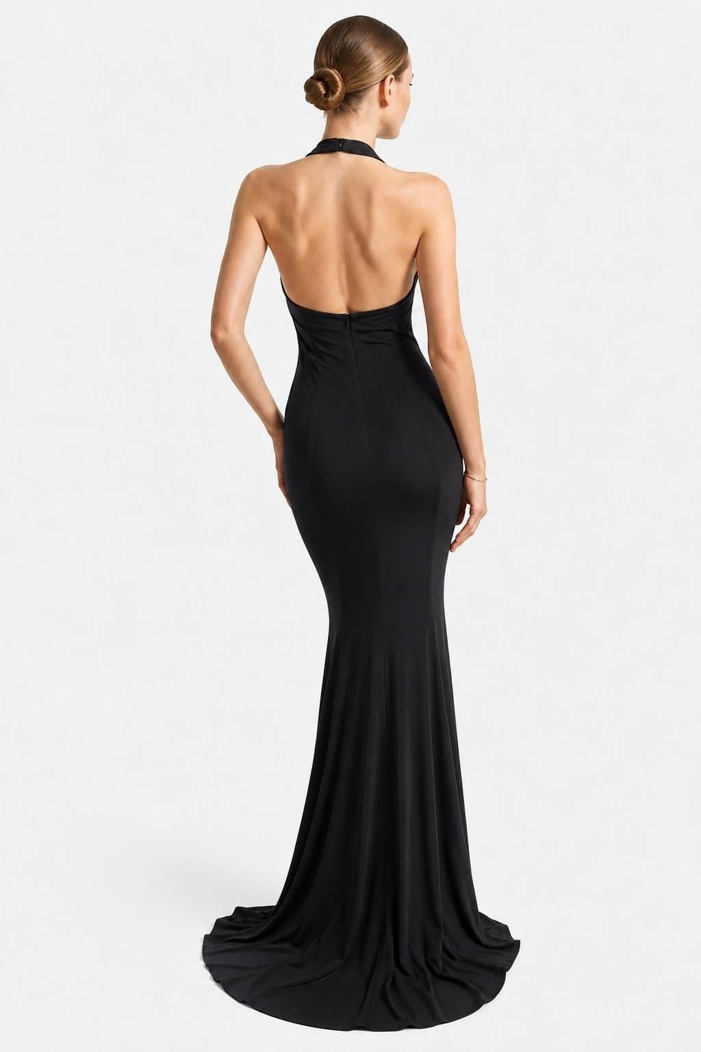 Siyah Çiçekli Halter Abiye Abiye P-0000019287-SİYAHSYH42