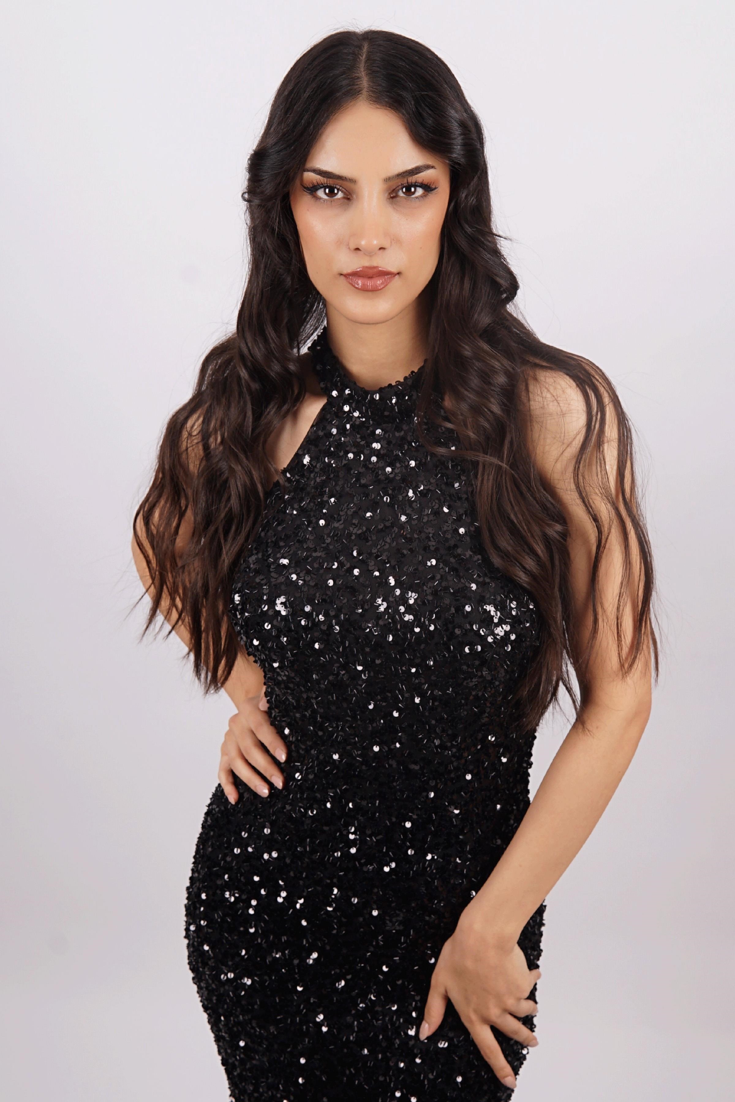 Siyah Halter Yaka Payetli Abiye Elbise Abiye P-0000014389-SİYAHSYH38