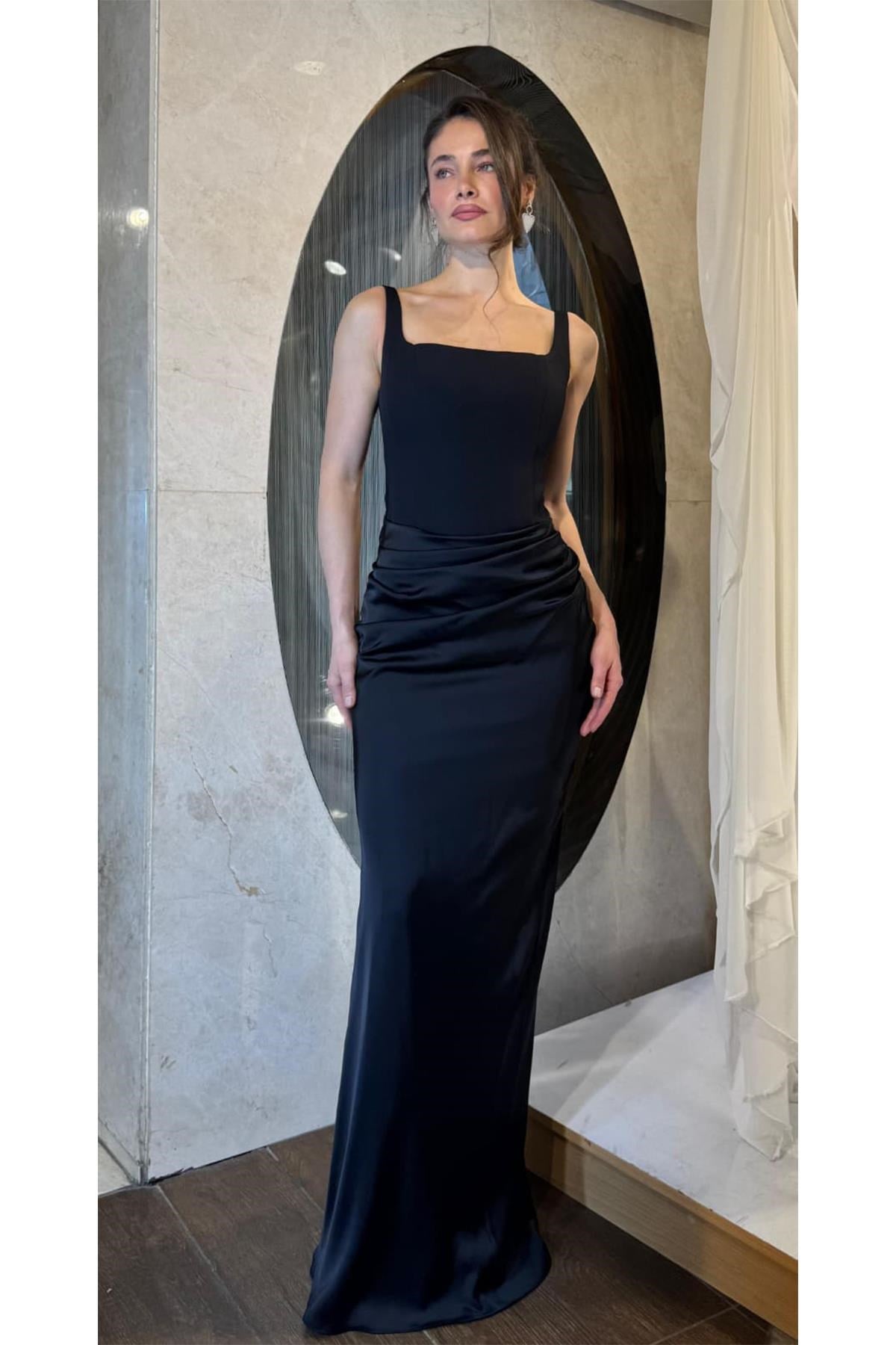 Siyah Kare Yaka Abiye Abiye P-0000017763-SİYAHSYH38