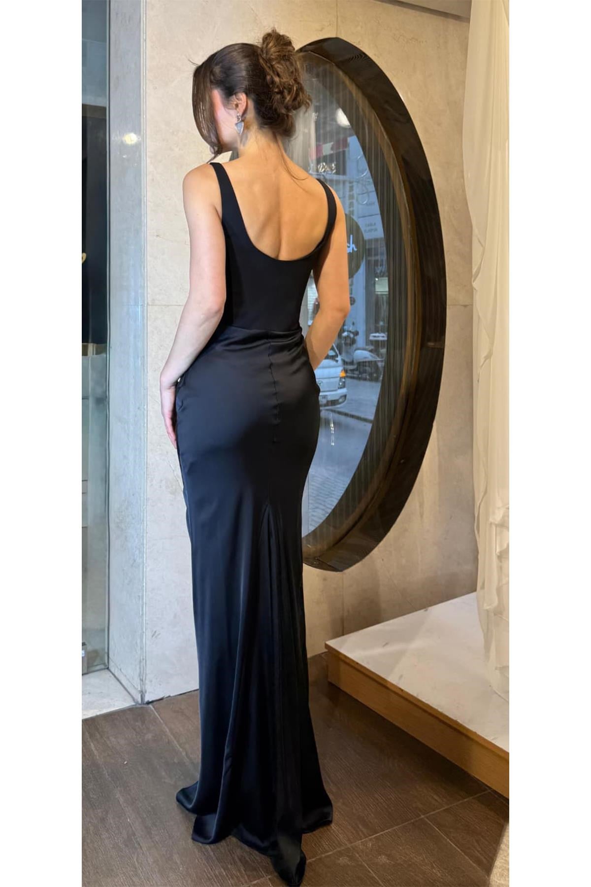 Siyah Kare Yaka Abiye Abiye P-0000017763-SİYAHSYH38