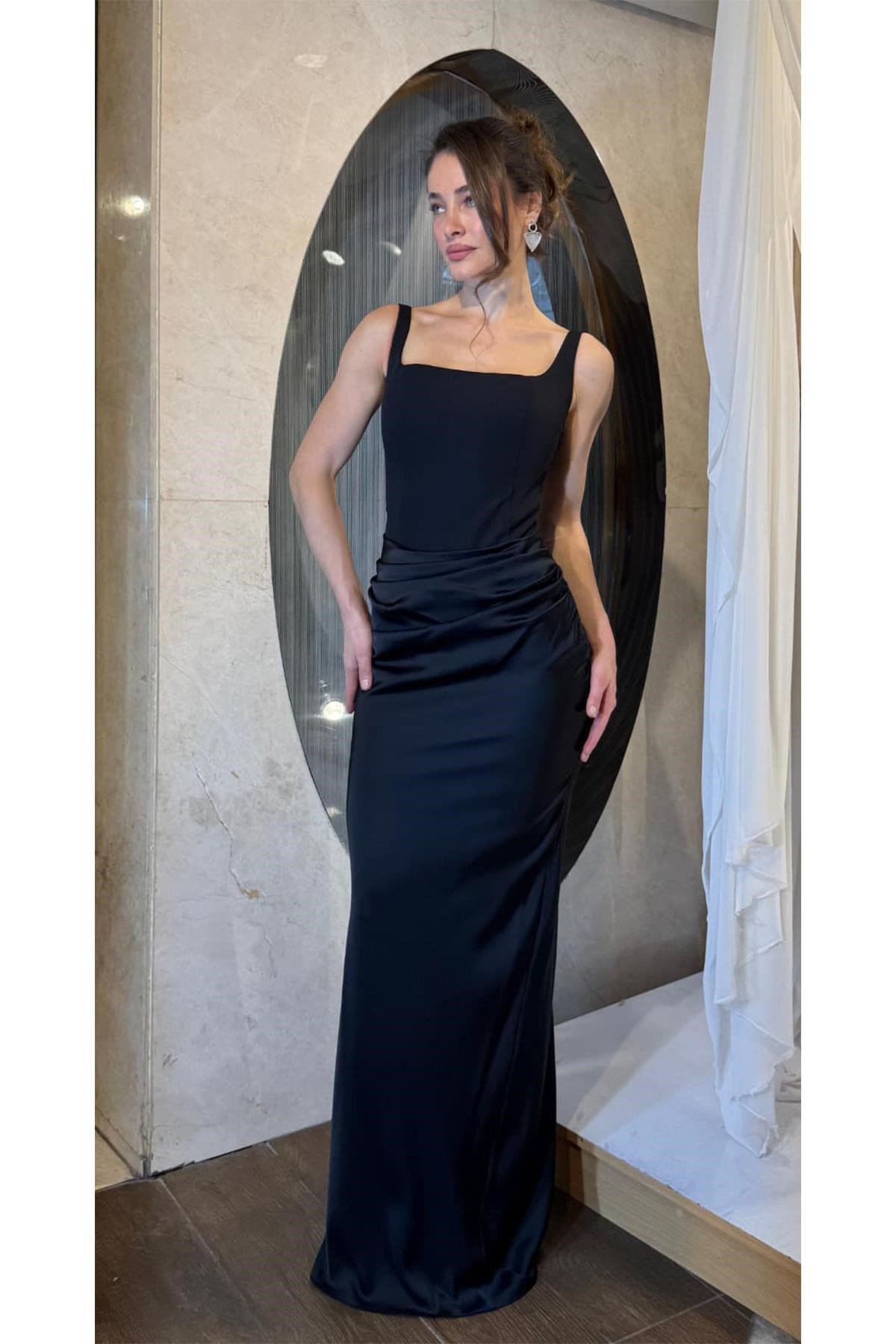 Siyah Kare Yaka Abiye Abiye P-0000017763-SİYAHSYH38
