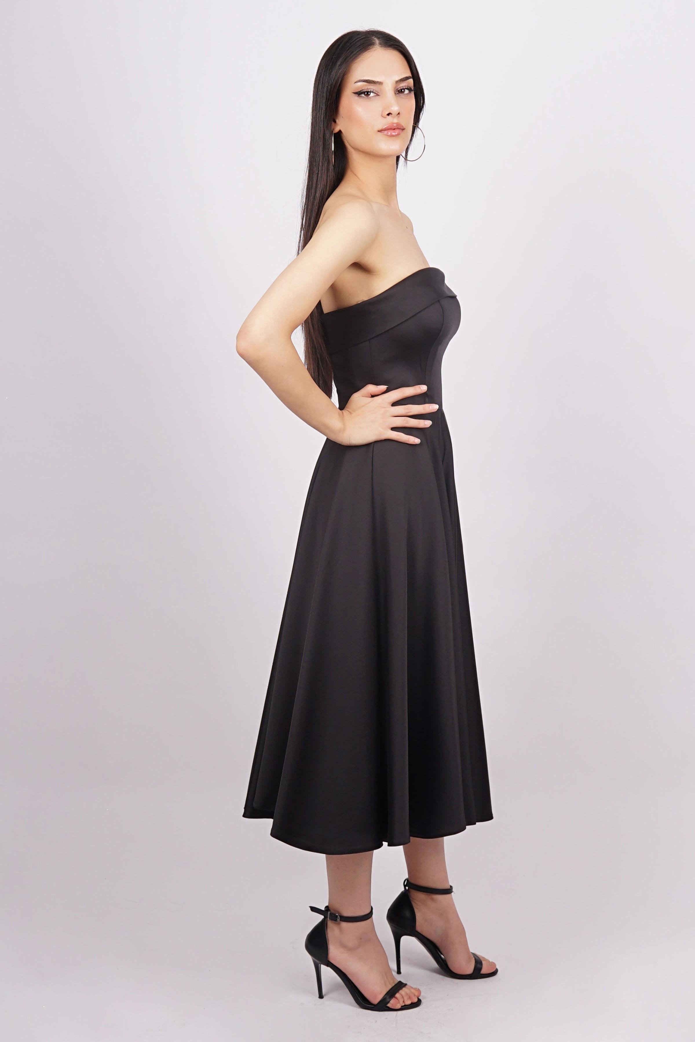 Siyah Straplez Abiye Elbise Abiye P-0000014716-SİYAHSYH36