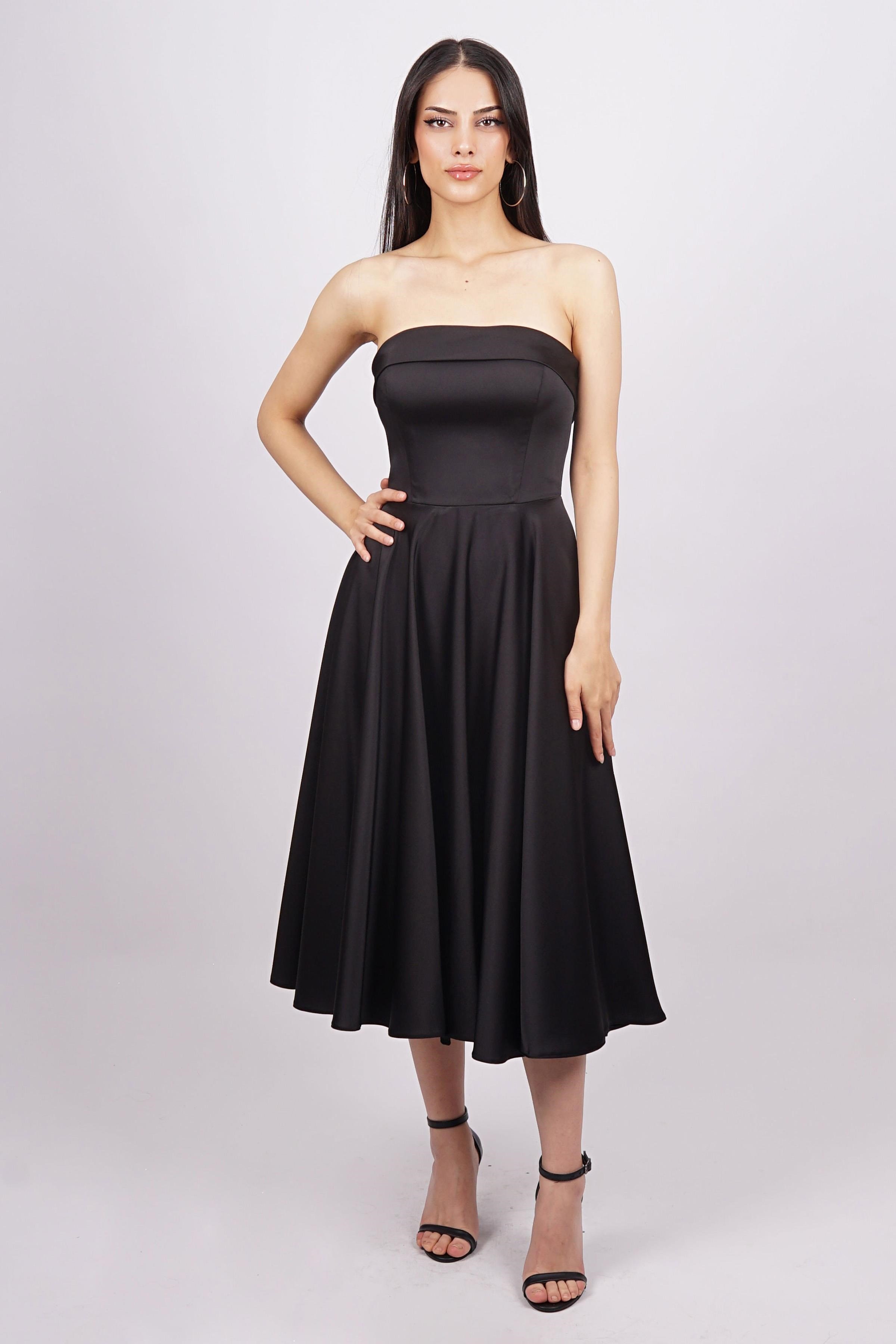 Siyah Straplez Abiye Elbise Abiye P-0000014716-SİYAHSYH36