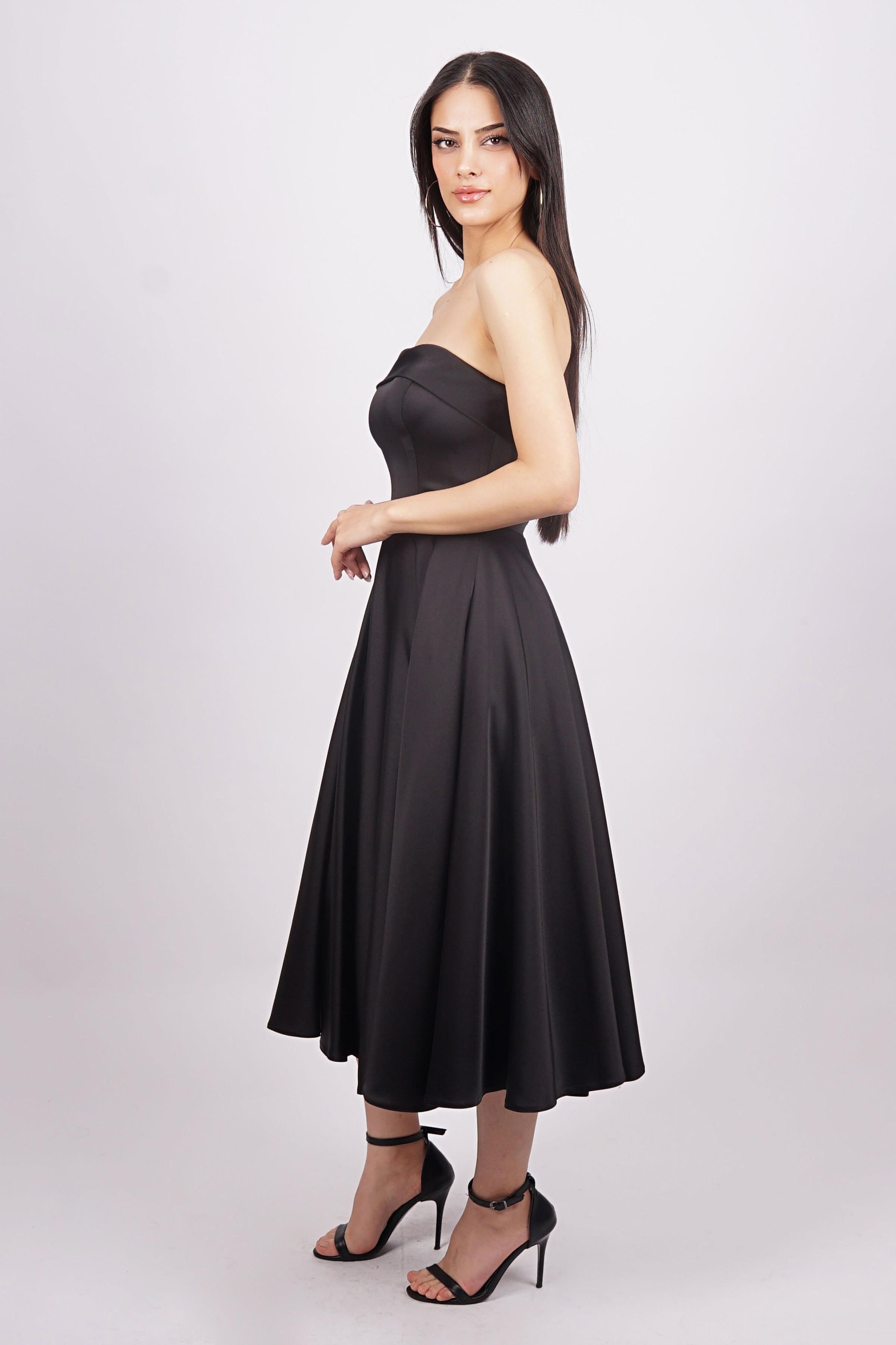 Siyah Straplez Abiye Elbise Abiye P-0000014716-SİYAHSYH36