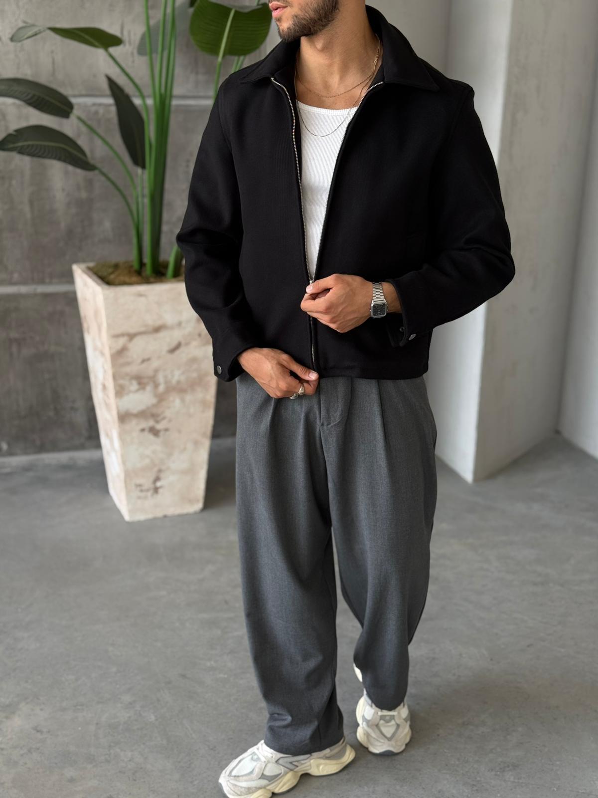 C132 Kaşmir Kumaş Casual Ceket Siyah