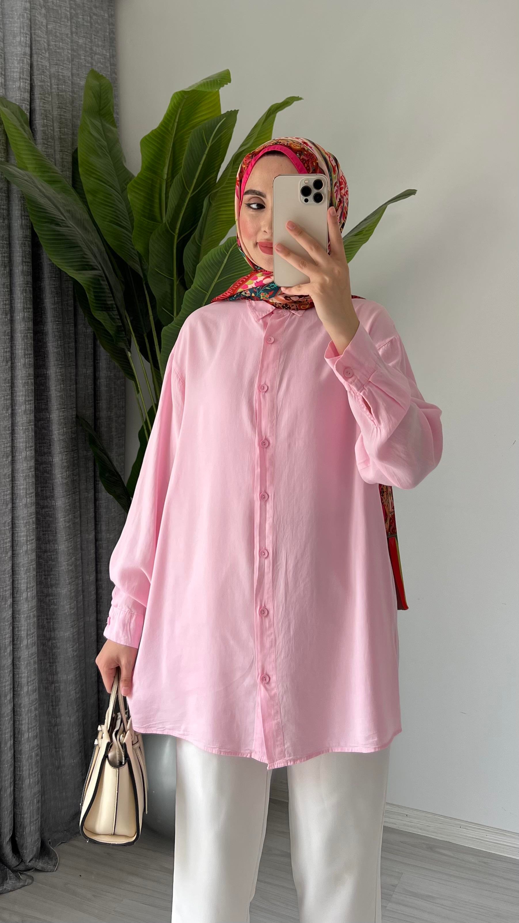 Efil Tensel Kumaş Gömlek | Pembe