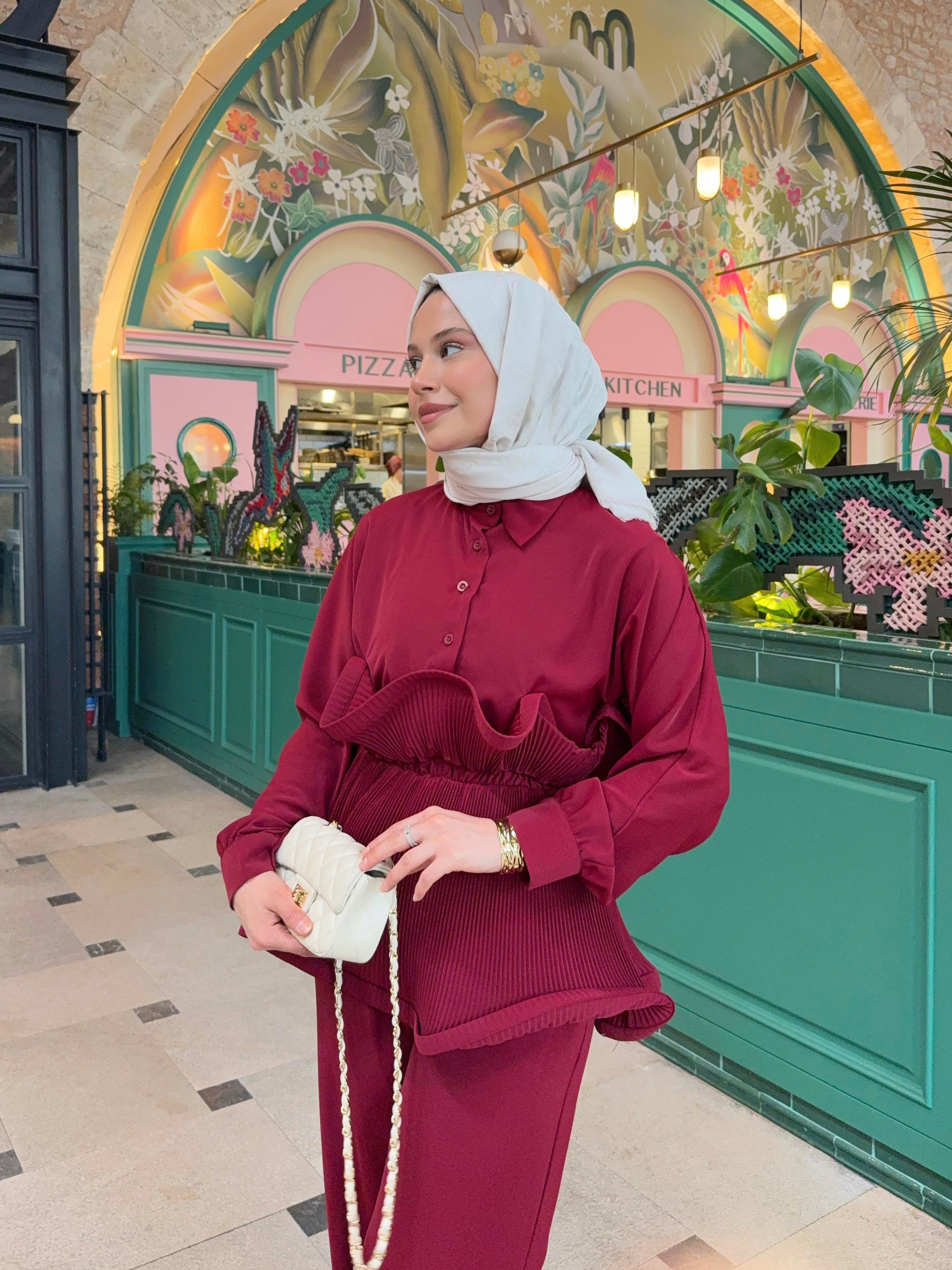 Lina Viole Pantolunlu Takım | Bordo