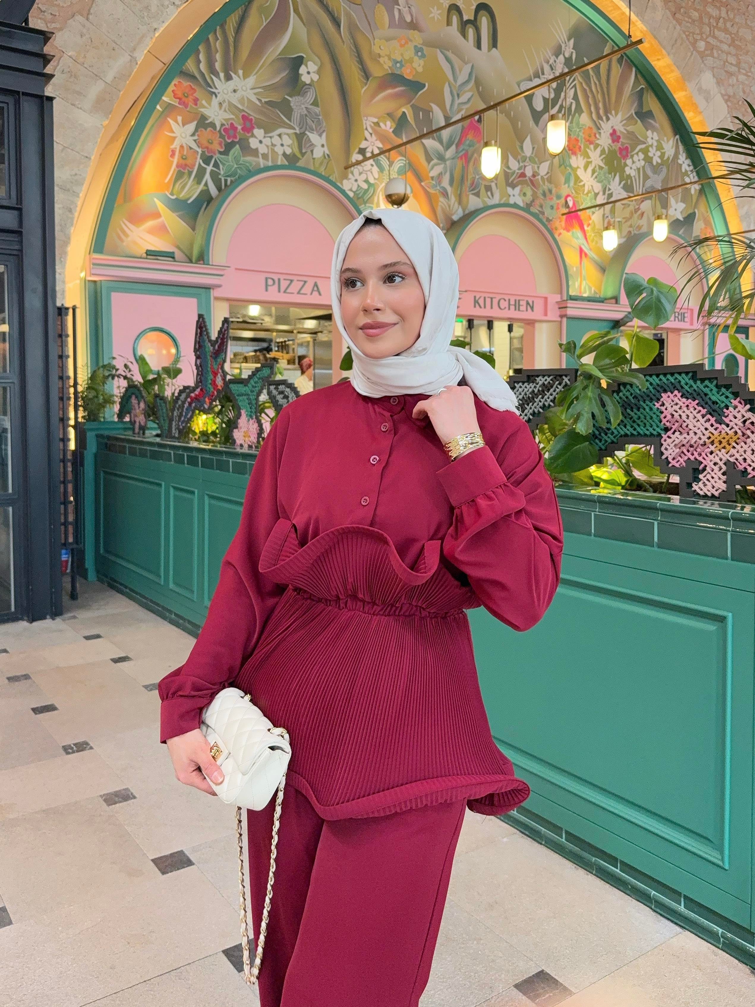Lina Viole Pantolunlu Takım | Bordo