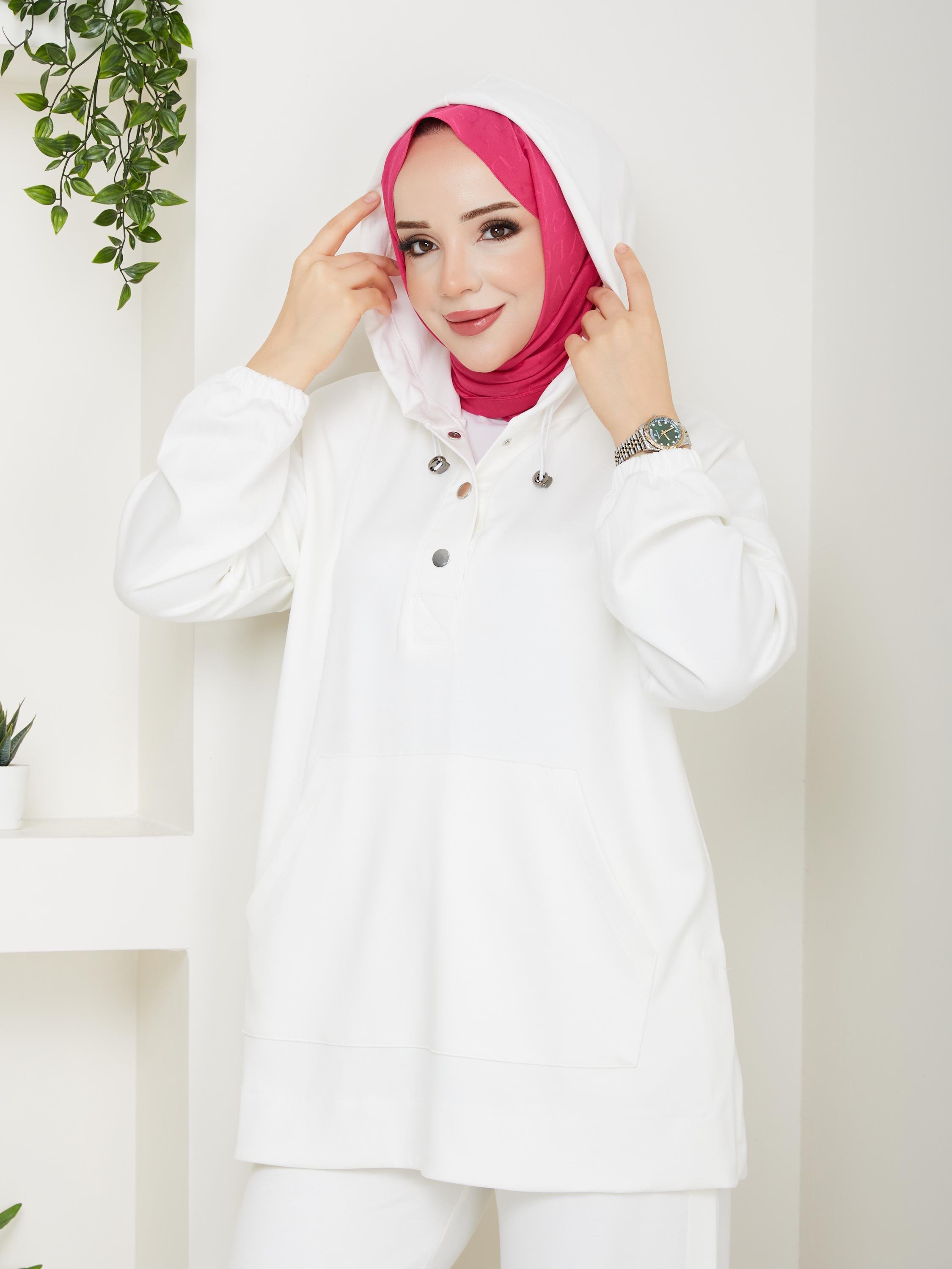 Mira Düğmeli Oysho Takım | Beyaz