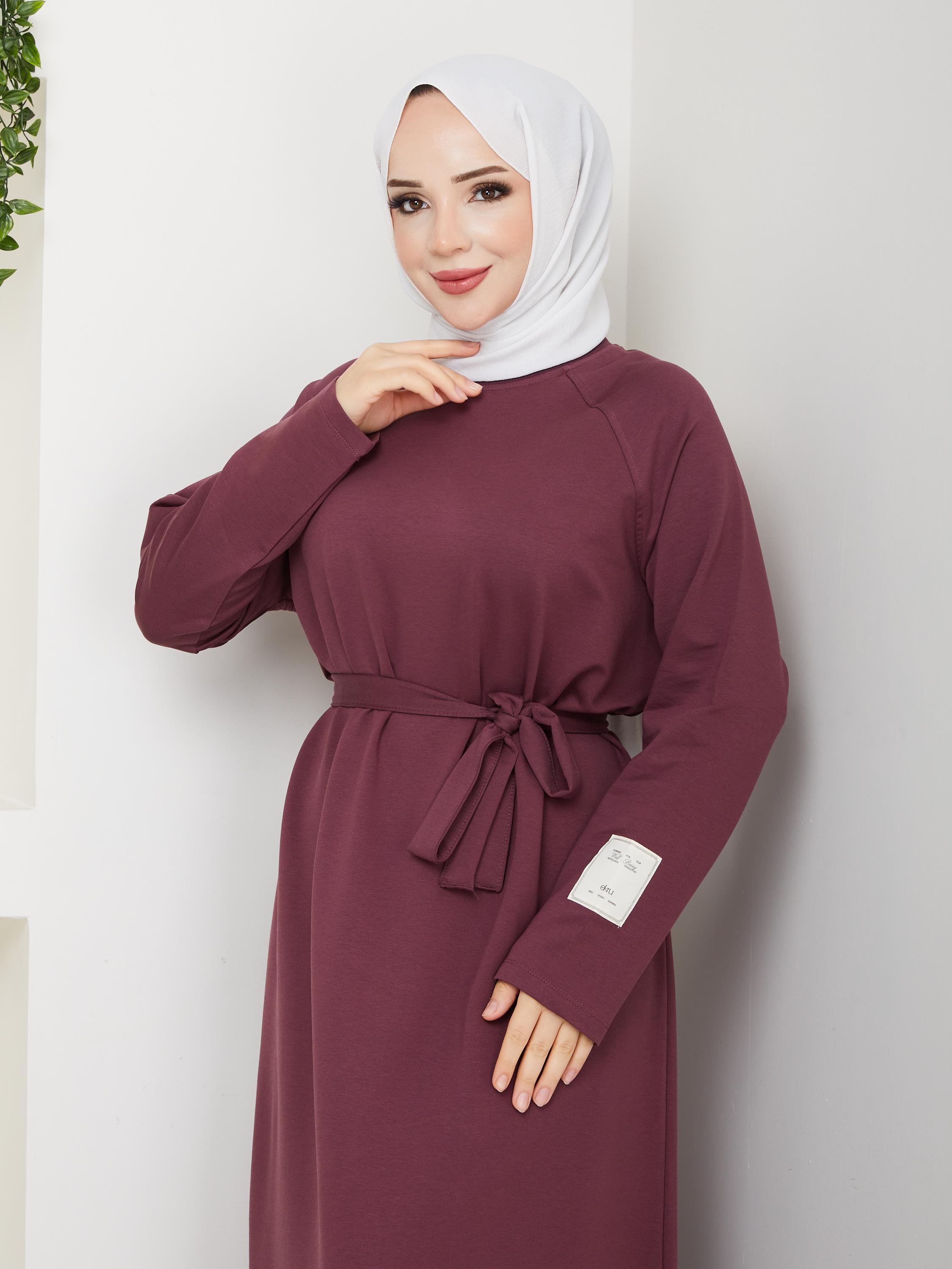 Oversize İki İplik Sweat Elbise | Bordo