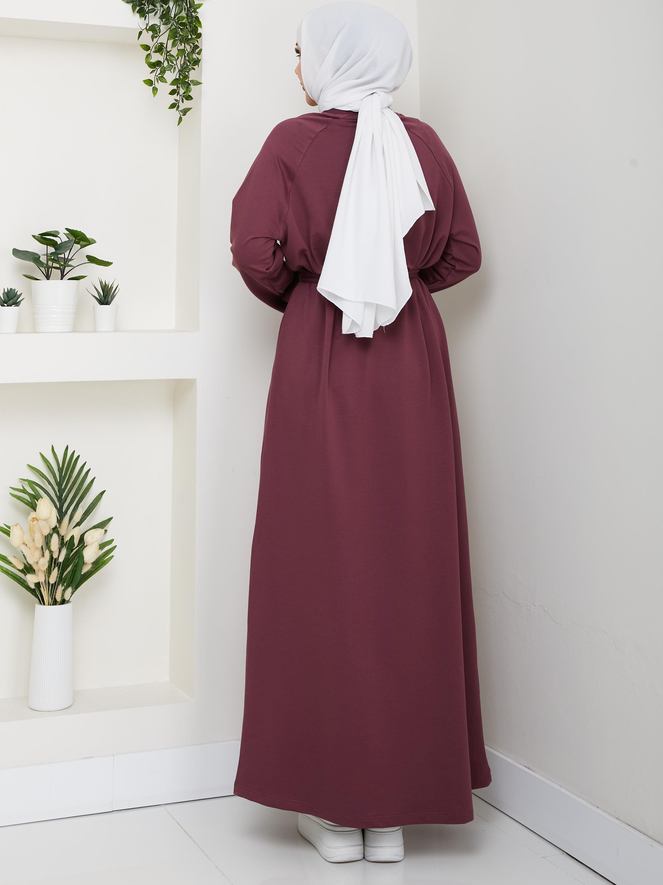 Oversize İki İplik Sweat Elbise | Bordo