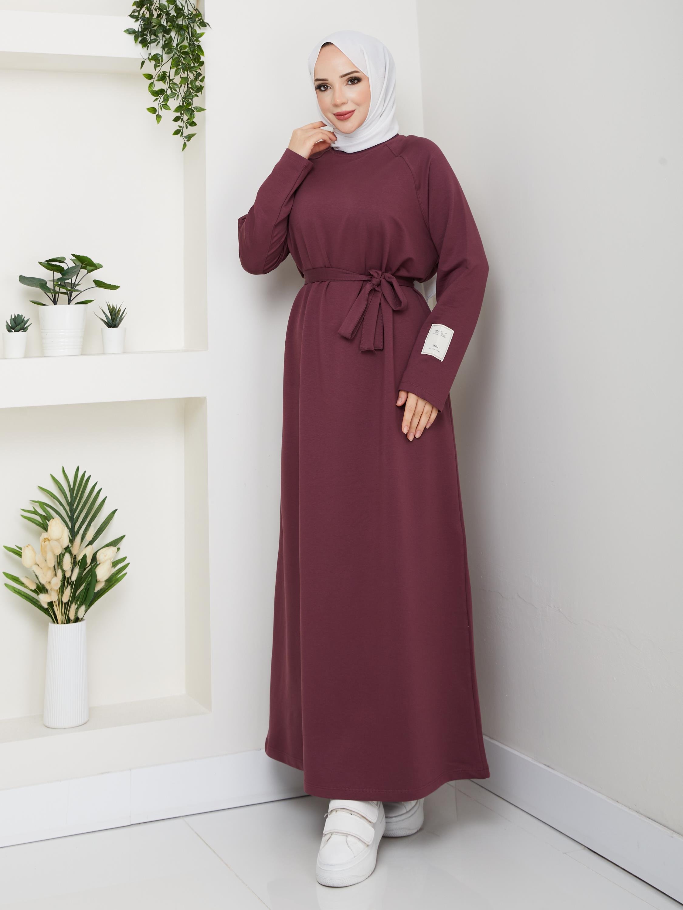 Oversize İki İplik Sweat Elbise | Bordo