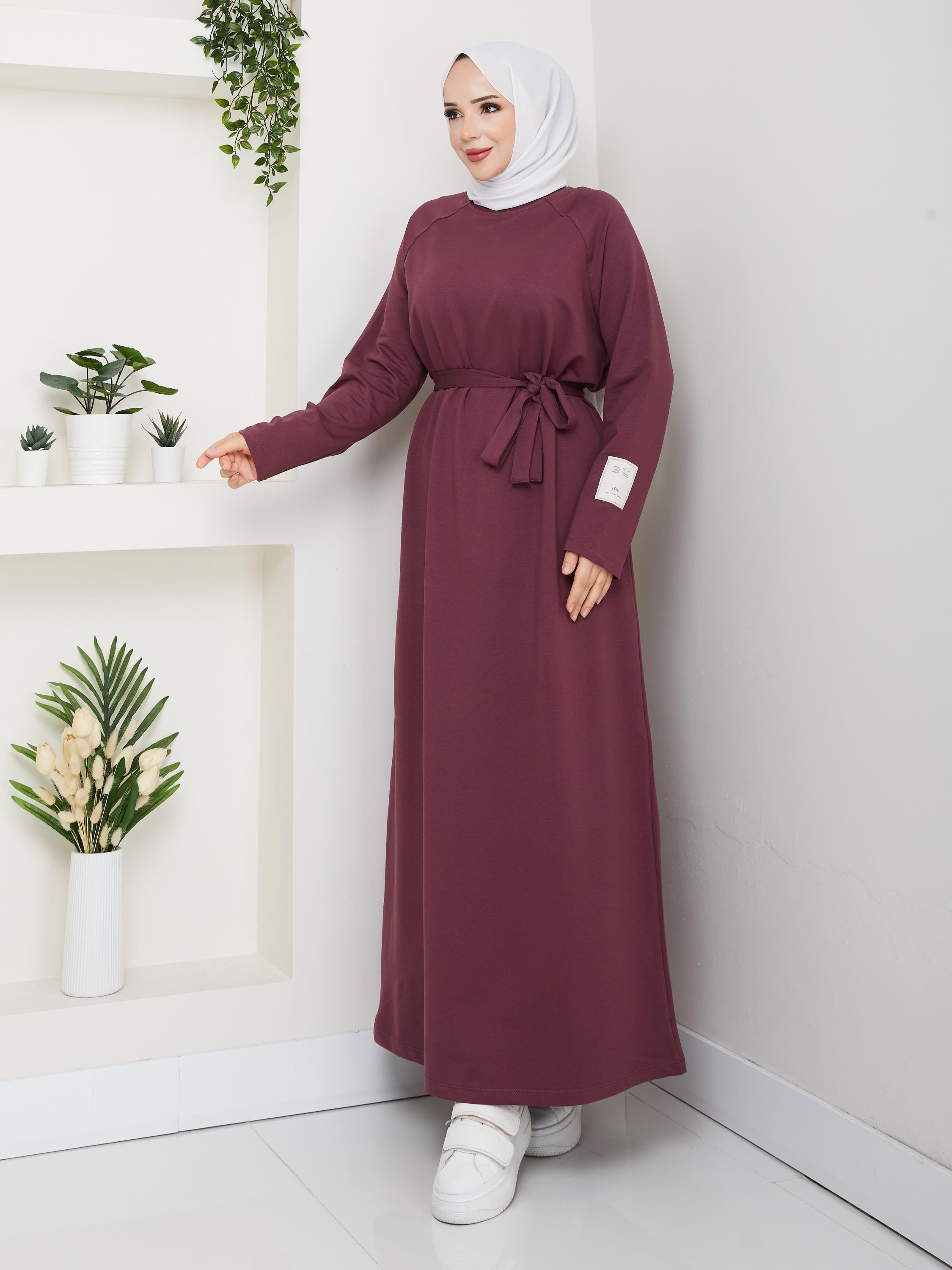 Oversize İki İplik Sweat Elbise | Bordo