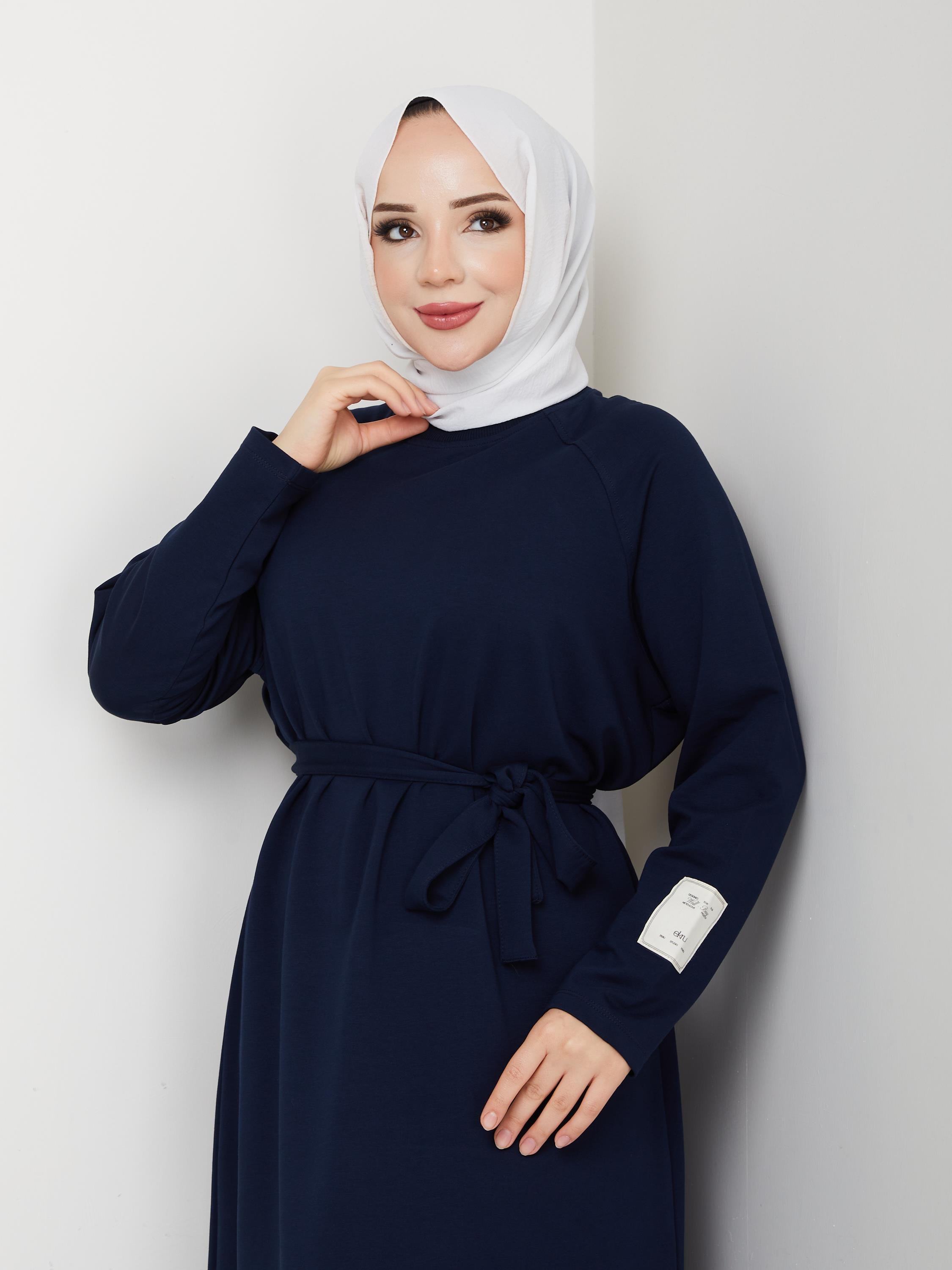Oversize İki İplik Sweat Elbise | Lacivert