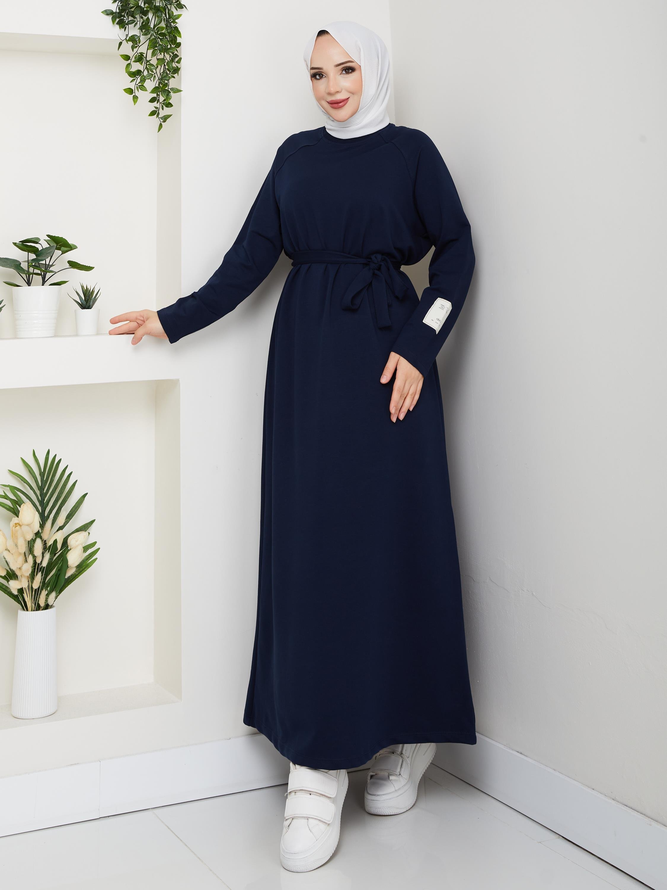 Oversize İki İplik Sweat Elbise | Lacivert