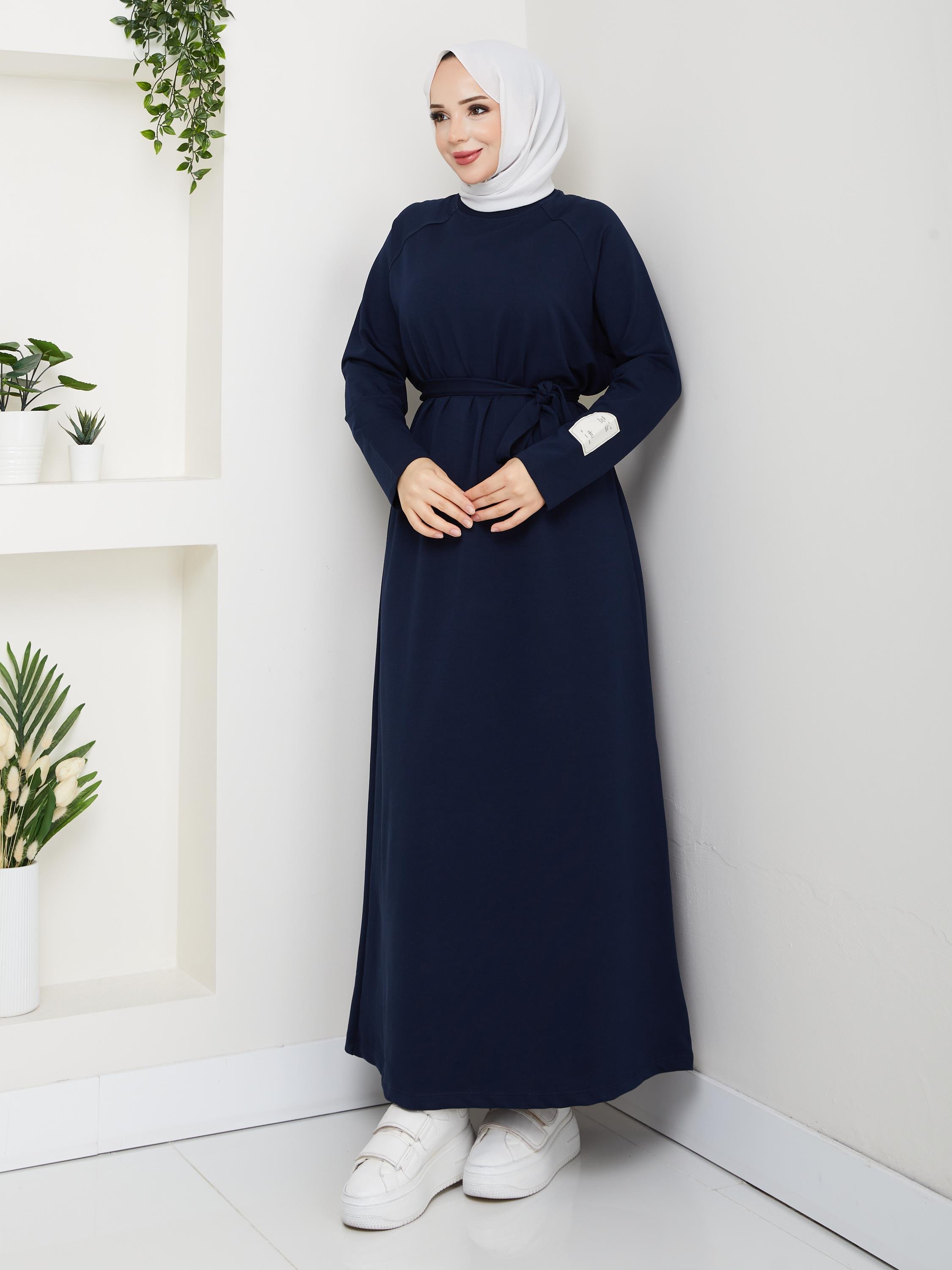 Oversize İki İplik Sweat Elbise | Lacivert