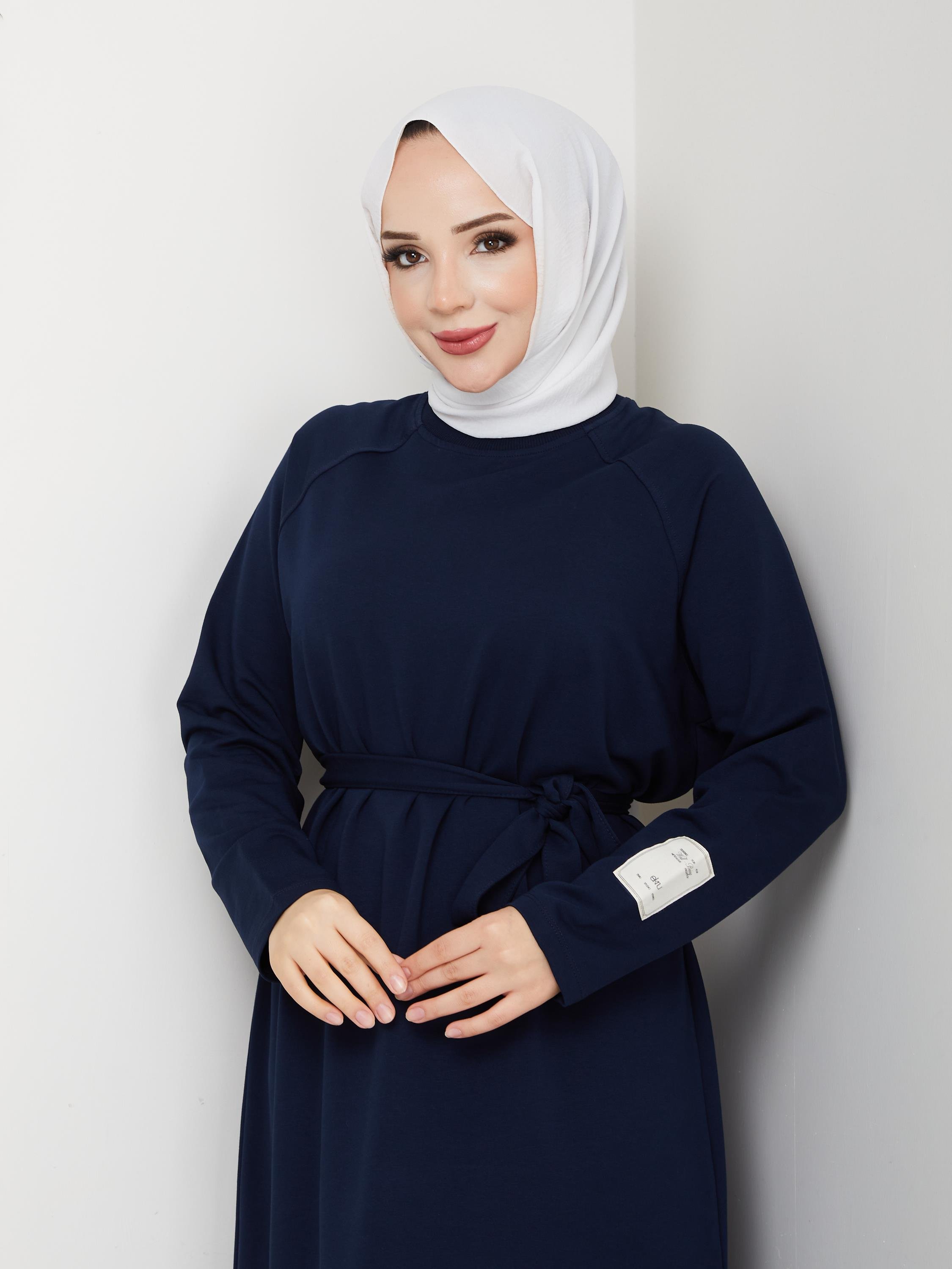 Oversize İki İplik Sweat Elbise | Lacivert