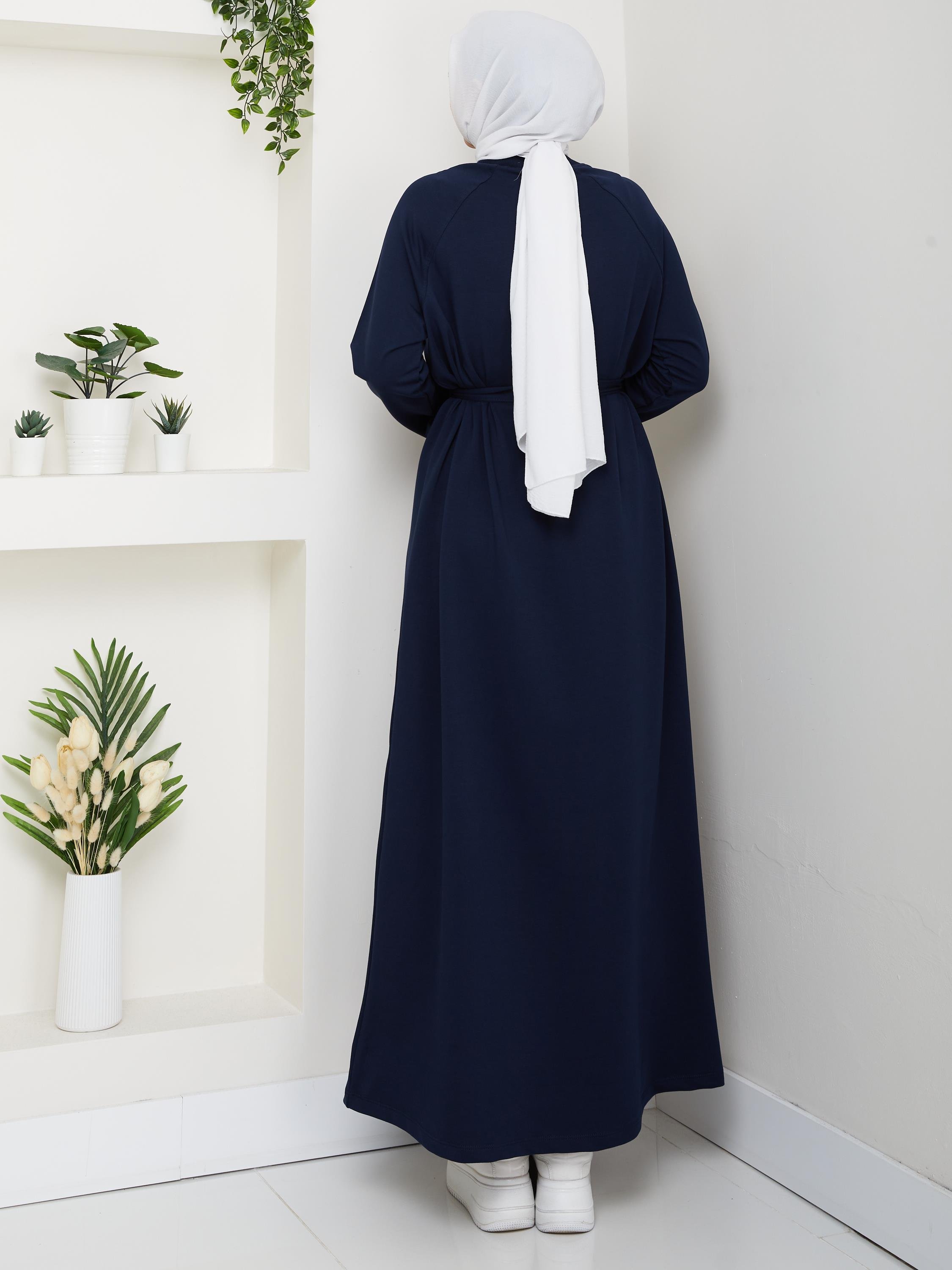 Oversize İki İplik Sweat Elbise | Lacivert