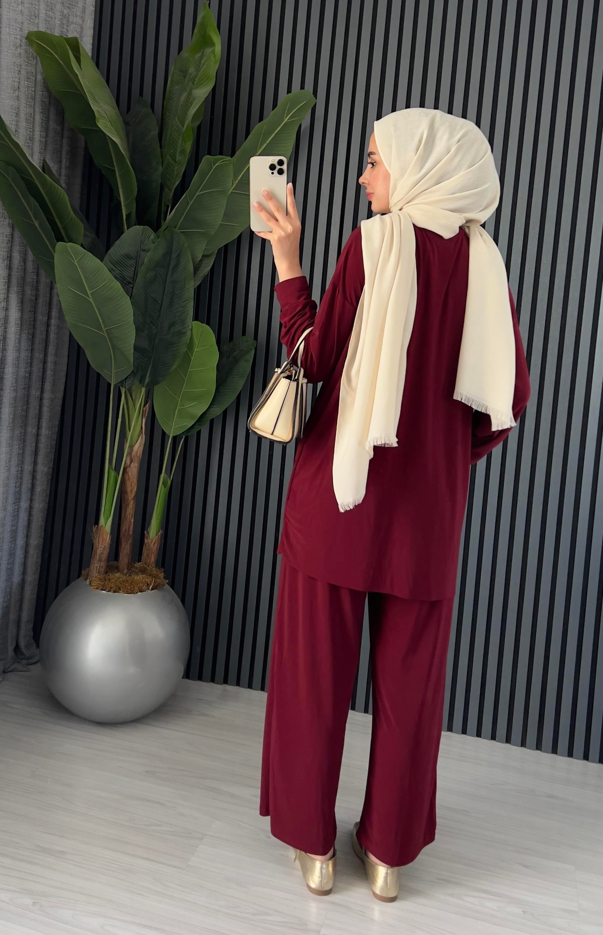 Sandy Pantolon Takım | Bordo