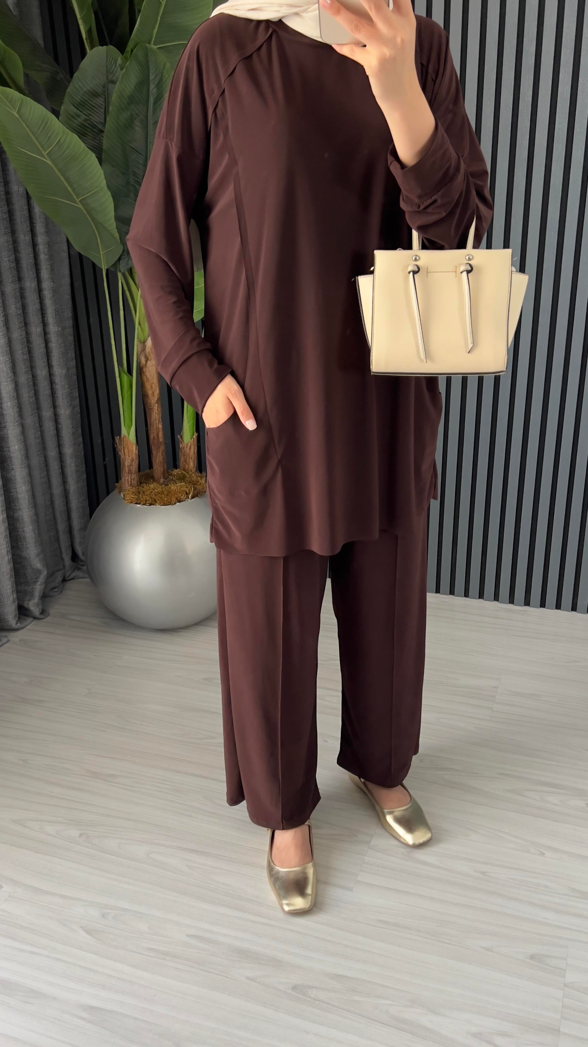 Sandy Pantolon Takım | Kahverengi
