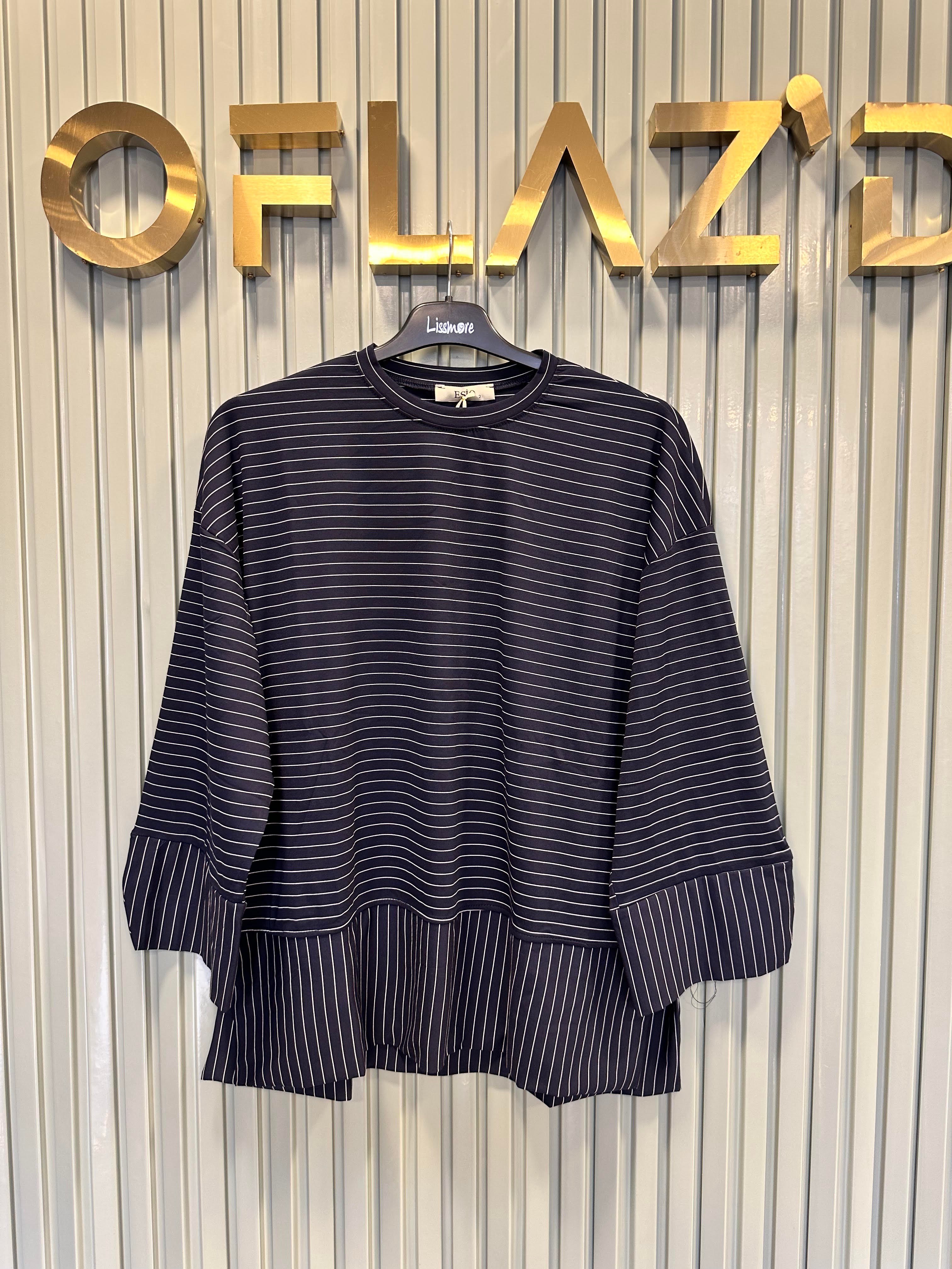 Çizgili Oysho Sweat Lacivert 5023
