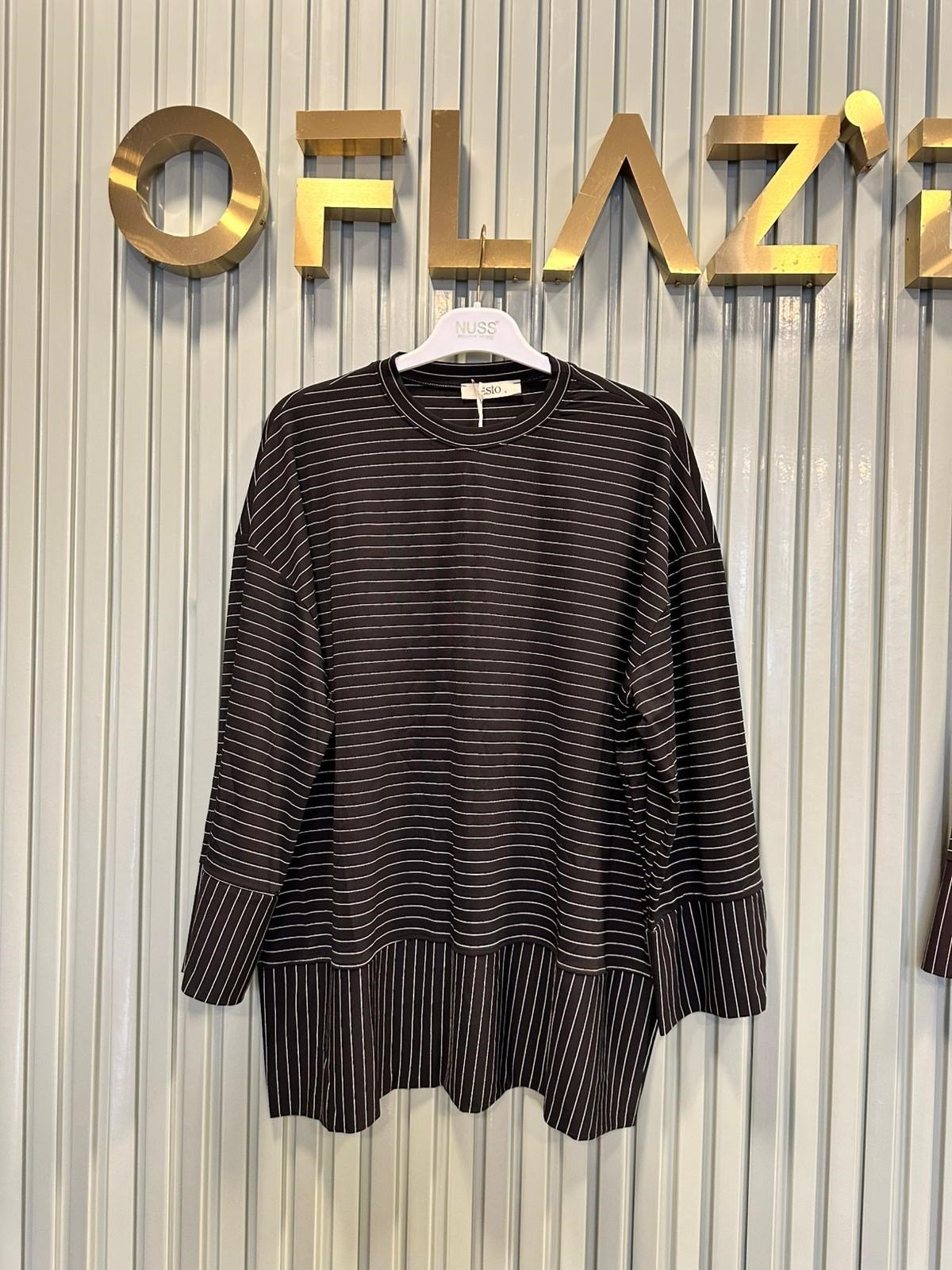 Çizgili Oysho Sweat Siyah 5023
