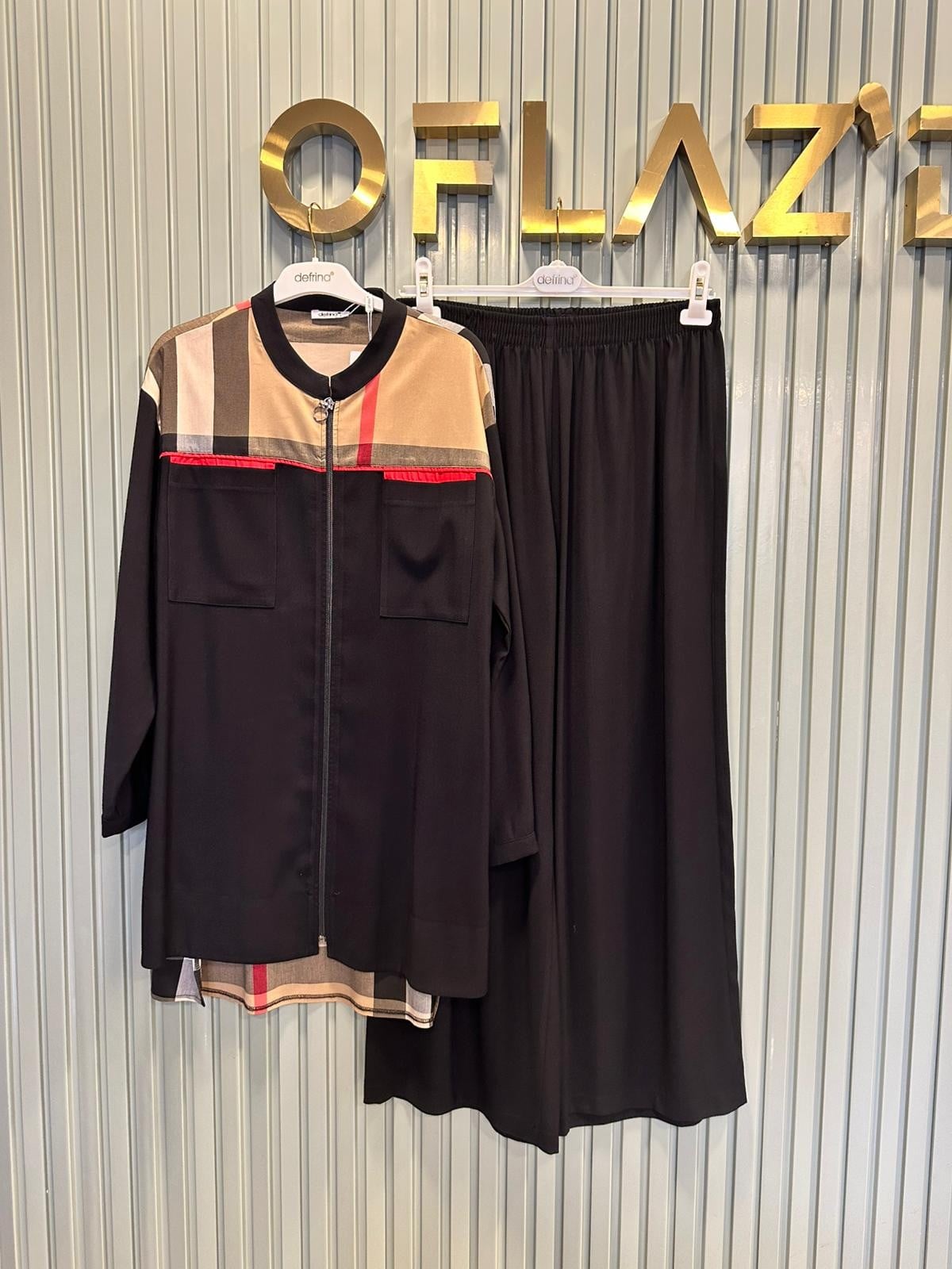 Defrina Burberry Dty. Pantolonlu Takım Siyah 61160